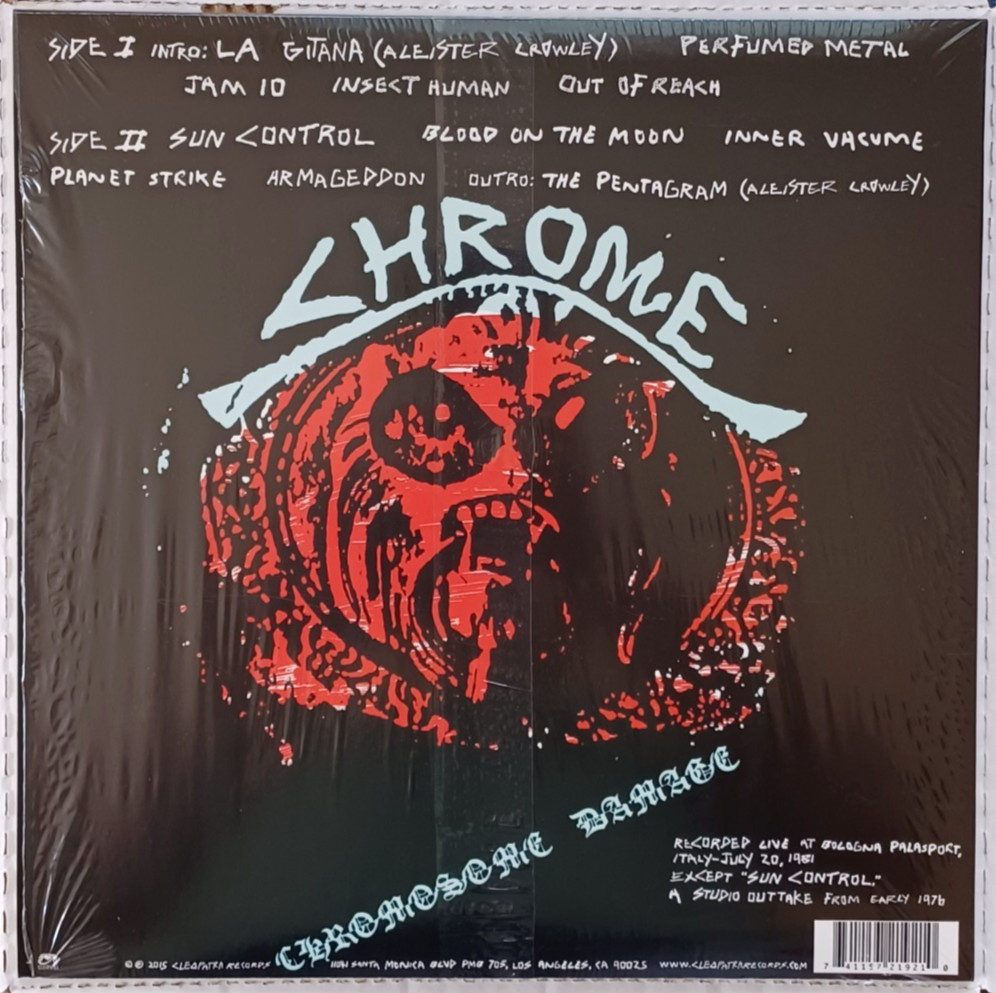 Chrome LP – Chromosome Damage. Limited Edition Clear Vinyl Live Album 2015. Mint