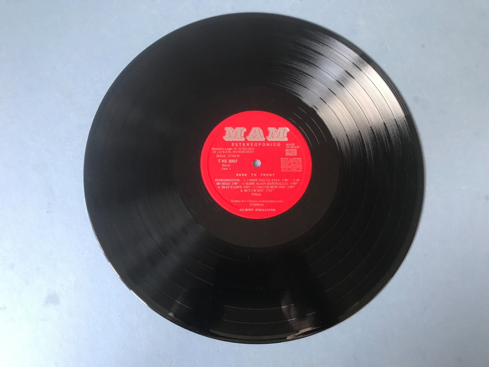 Gilbert O’Sullivan – Back to Front – Vinyl LP Album, 33rpm, 1972, MAM