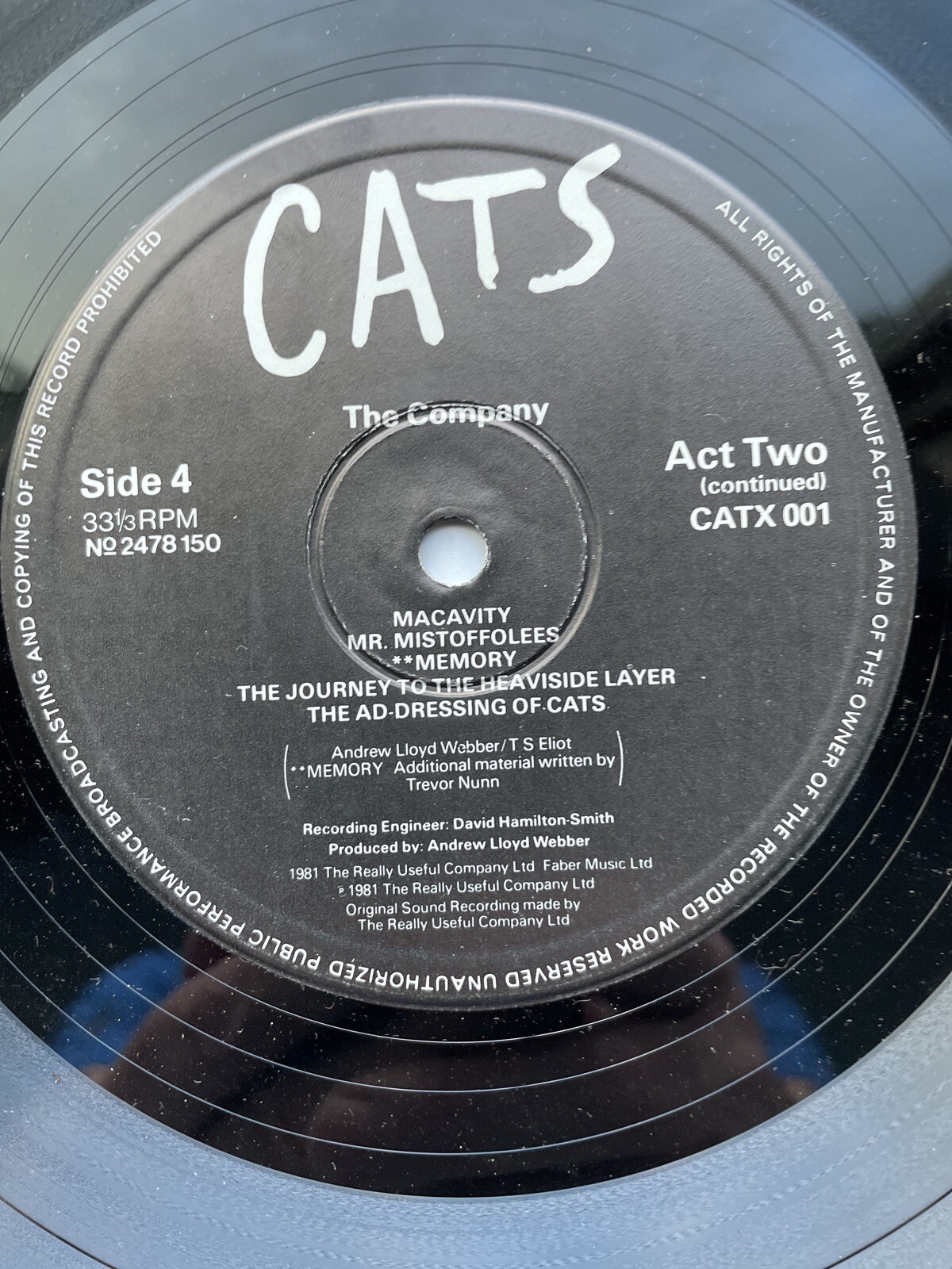 Andrew Lloyd Webber ‎– Cats LP ORIG 1981 London Cast Polydor ‎UK – CATX 001 EX