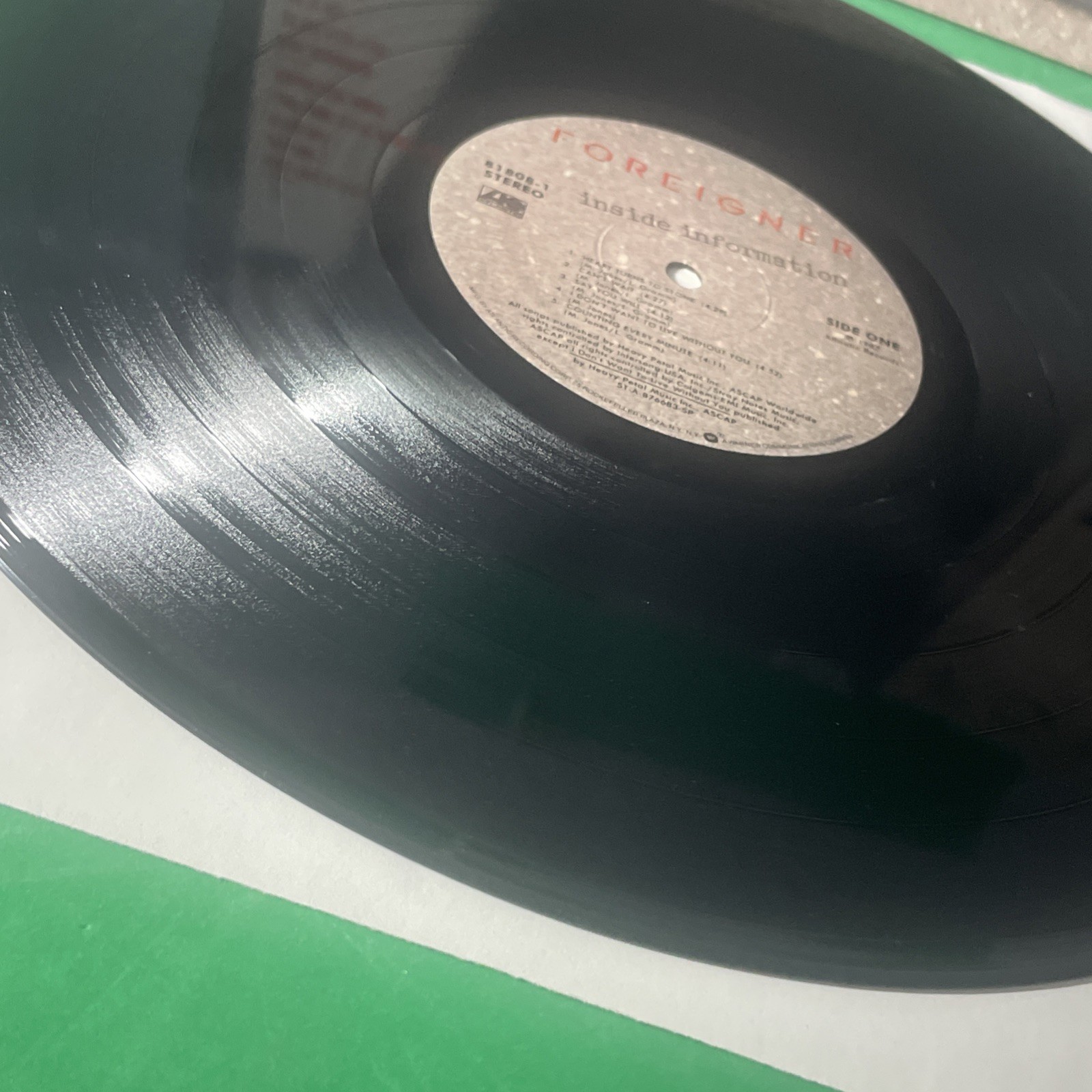 Foreigner Inside Information Vinyl LP. Near Mint Condition.