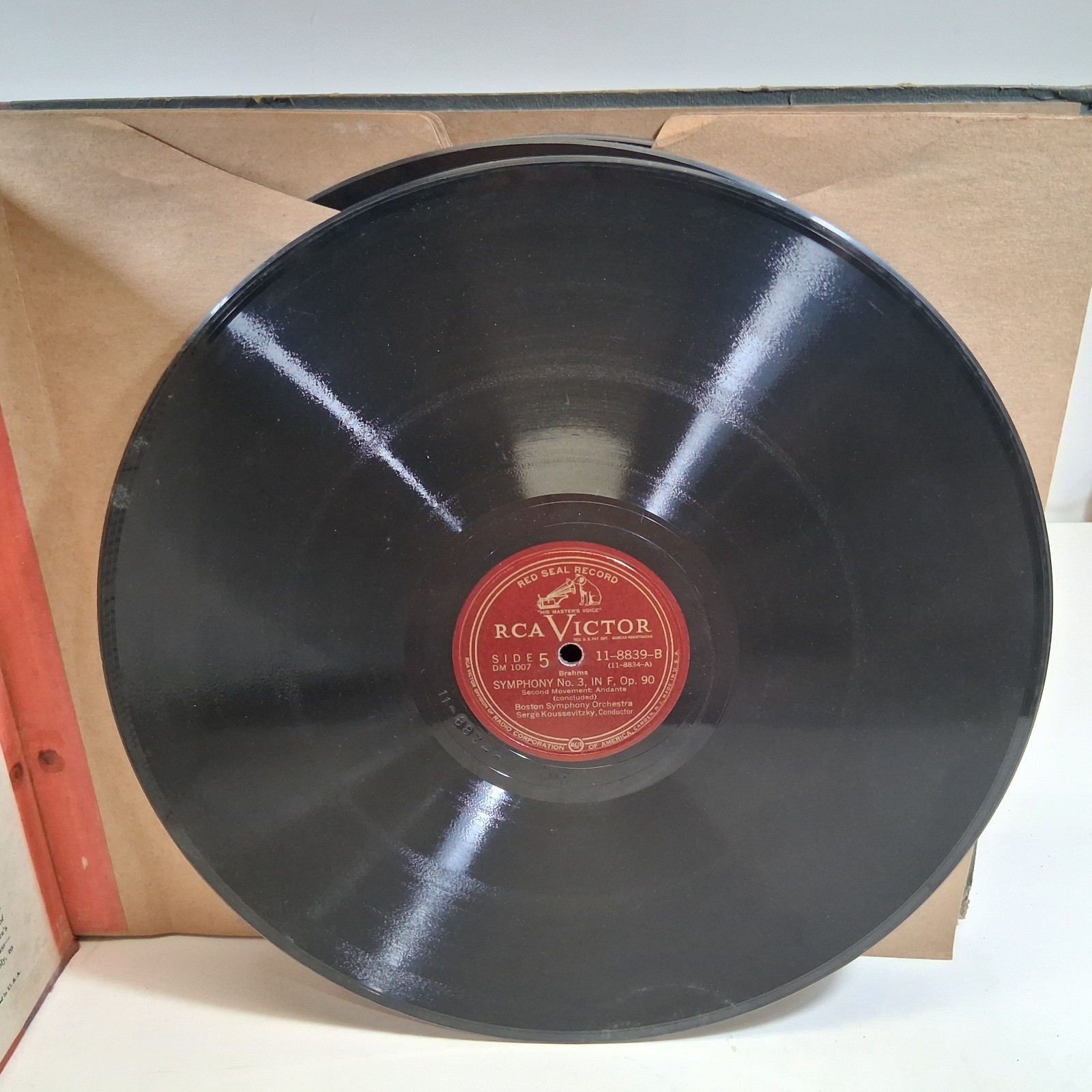 Brahms Symphony No 3 In F, Op.90 Record Vinyl 78RPM 12″ LP DM1007 Koussevitzky
