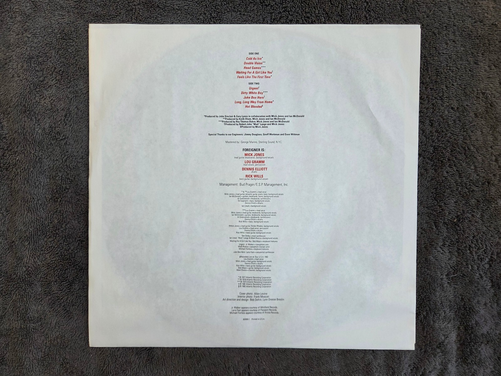 FOREIGNER RECORDS
