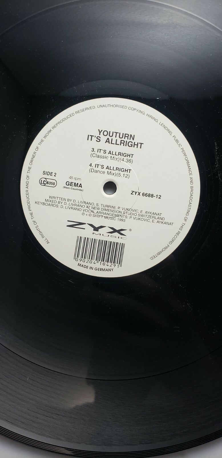 Youturn – It’s Allright 12″ Vinyl Record ZYX 6688-12