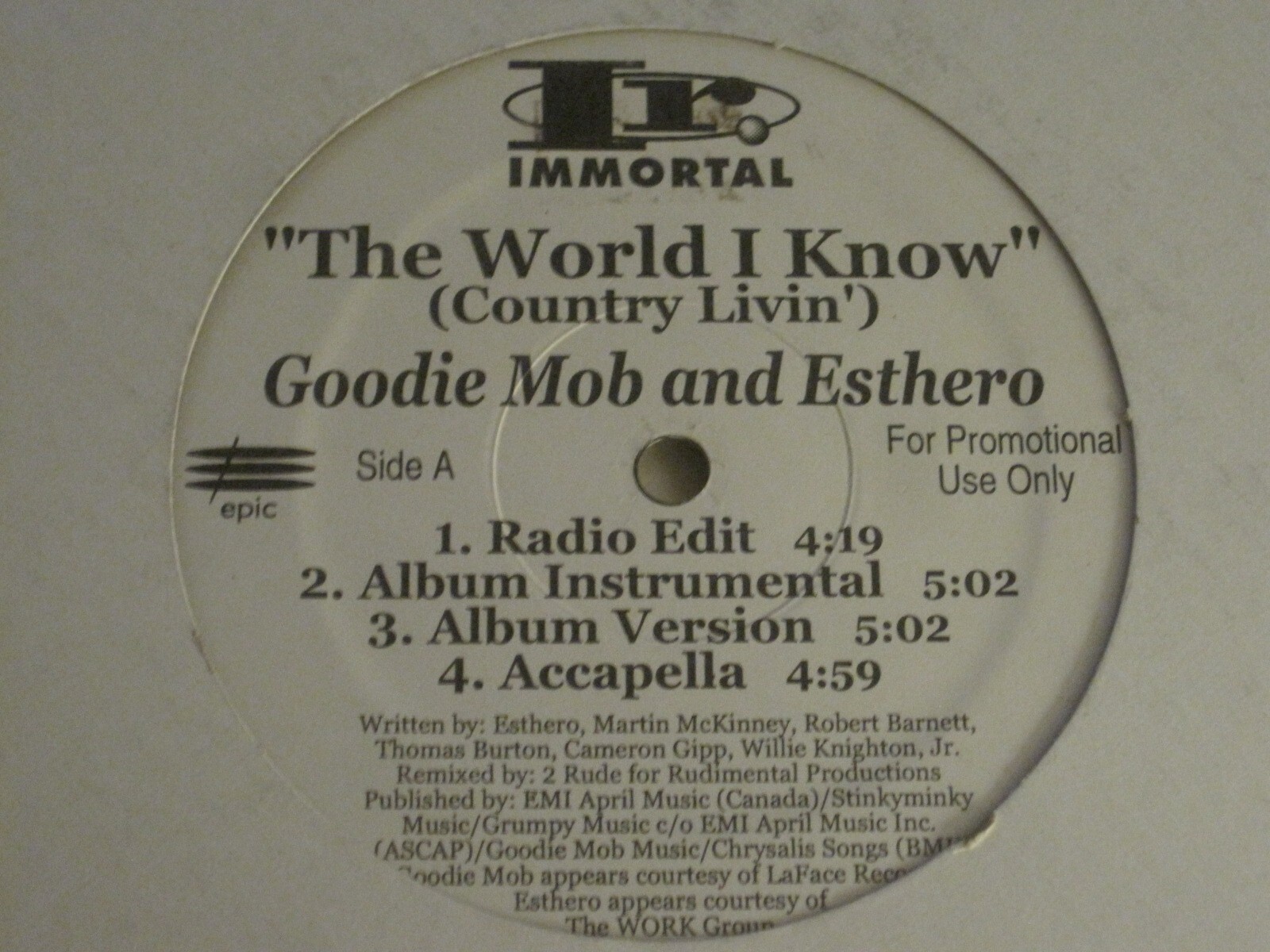 GOODIE MOB THE WORLD I KNOW / DEAD PREZ SELLIN’ D.O.P.E. 12″ 1998 IMMORTAL VG+