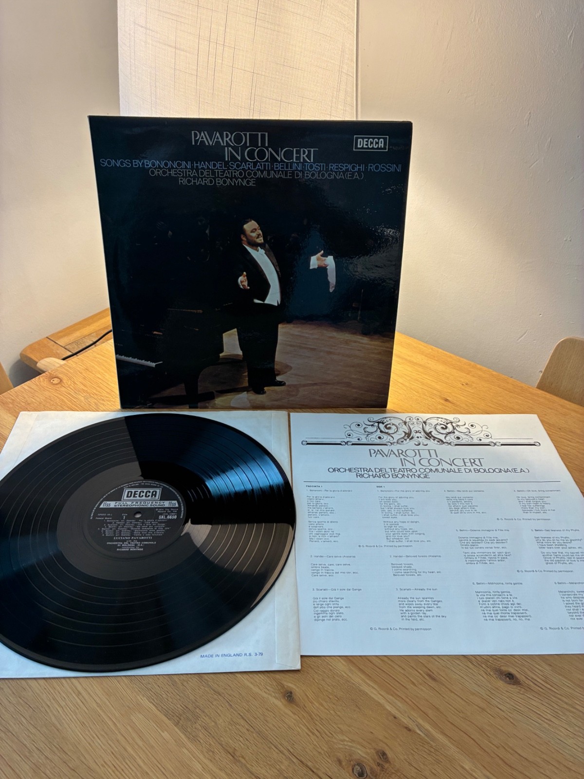 SXL 6650 LUCIANO PAVAROTTI – IN CONCERT 1974 LP Vinyl also includes Insert