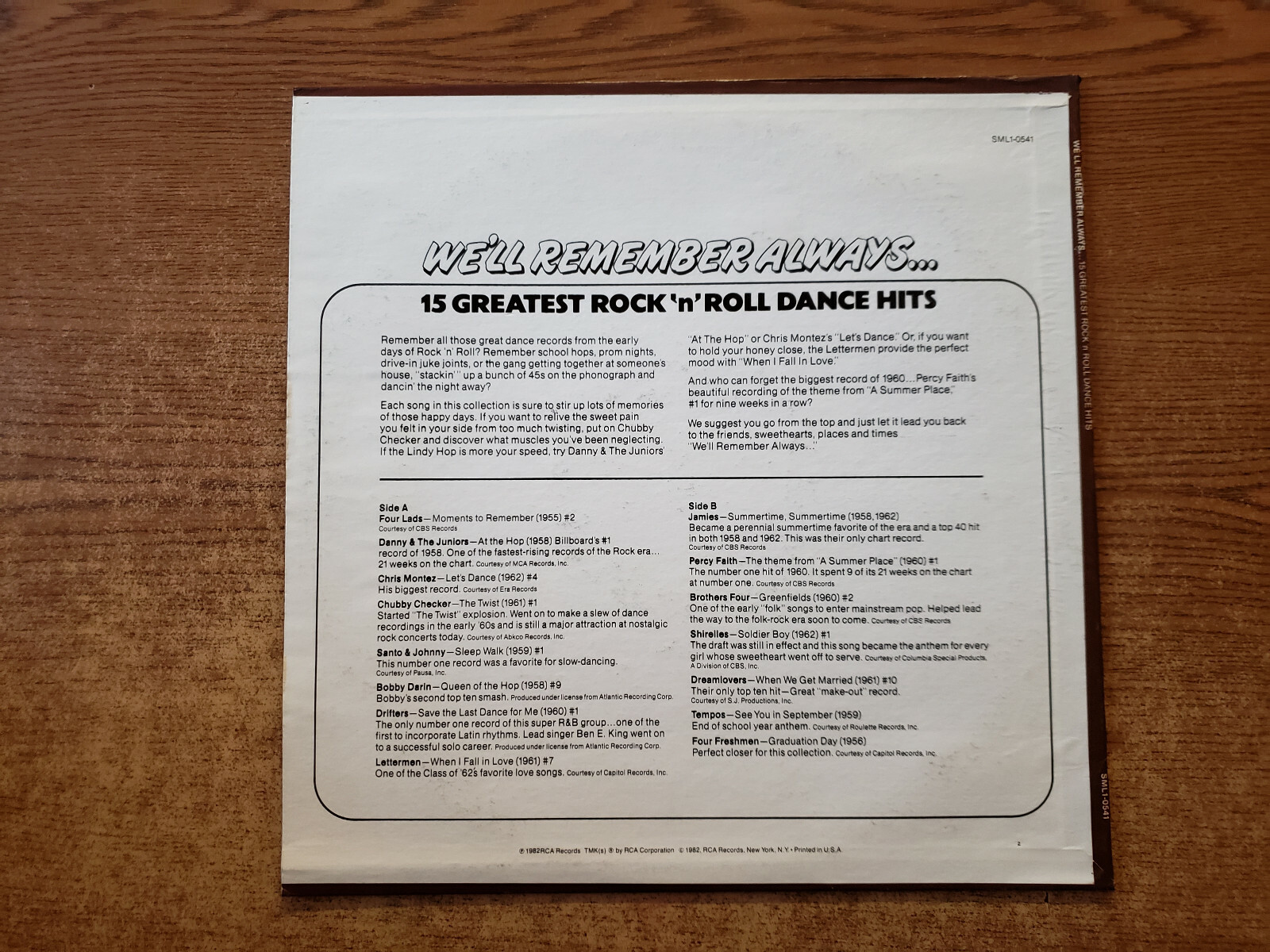 1982 EXCELLENT Various-We’ll Remember Always…15 Greatest Rock HITS 0541 LP33