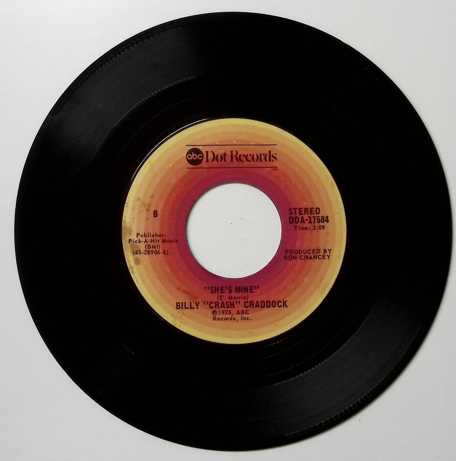 BILLY “CRASH” CRADDOCK EASY AS PIE/SHE’S MINE ABC DOT RECORDS VINYL 45 56-39