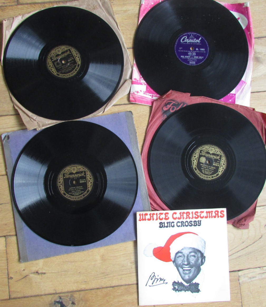 4x BING CROSBY 10″ 78rpm Shellac Records & 7″ Vinyl Single Job Lot