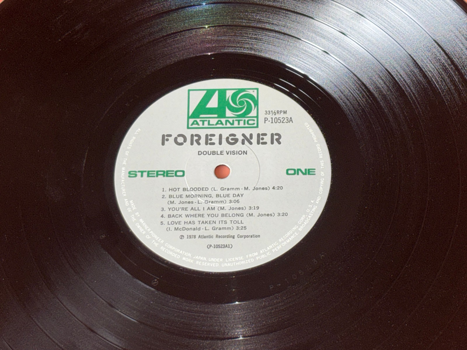 FOREIGNER – Double Vision Atlantic ‎– P-10523A JAPAN 1978 EX- ORIGINAL VINYL LP