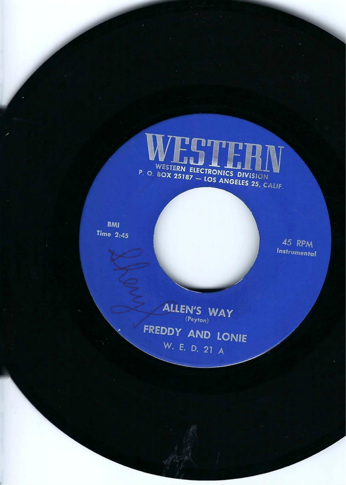 COUNTRY BOPPER INSTR- FREDDY AND LONIE- “ALLEN’S WAY”- WESTERN ELECTRONICS 21-EX