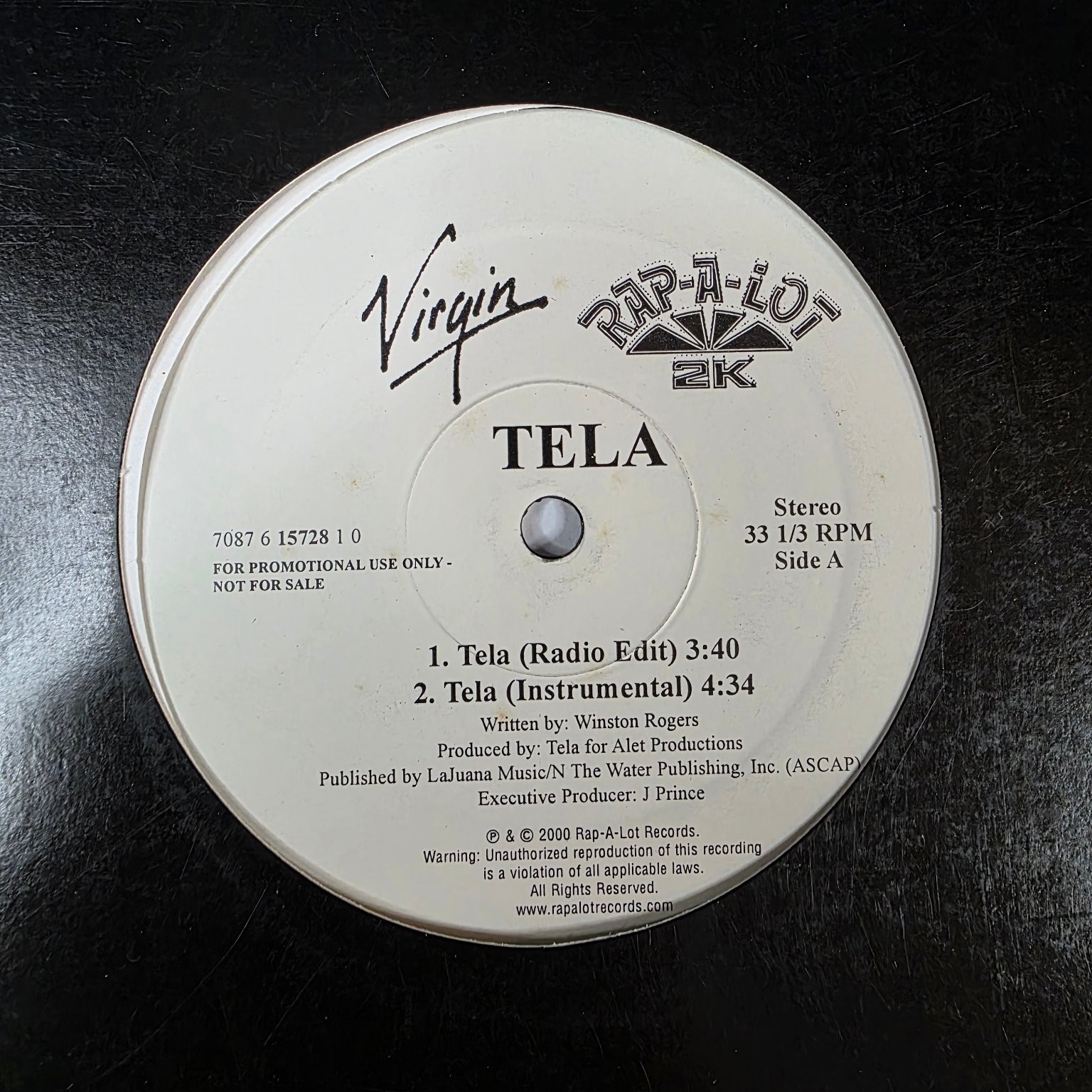 TELA – Tela 12″ Single Promo Record 2000 Virgin Rap-A-Lot Hip Hop 33 RPM
