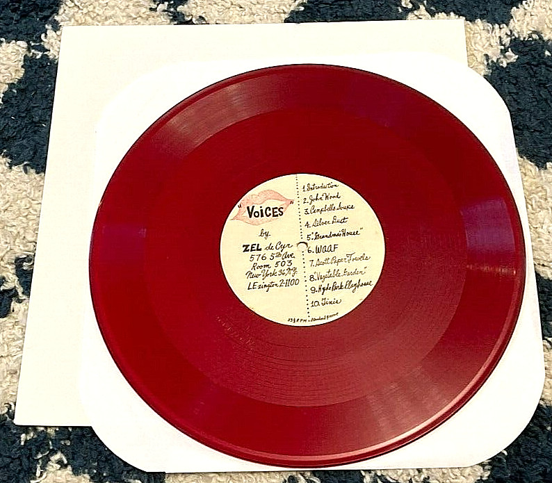 Zel de Cyr: Voices one sided 12″ rare advertising private press red vinyl HEAR
