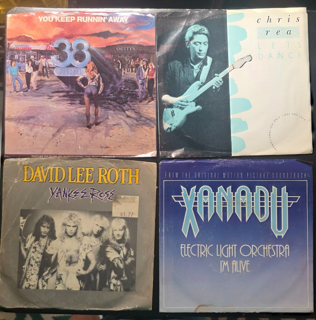 BIN Lot of 15 80s Rock/Pop Common 45s / 7′ Singles w/ Picture Sleeves
