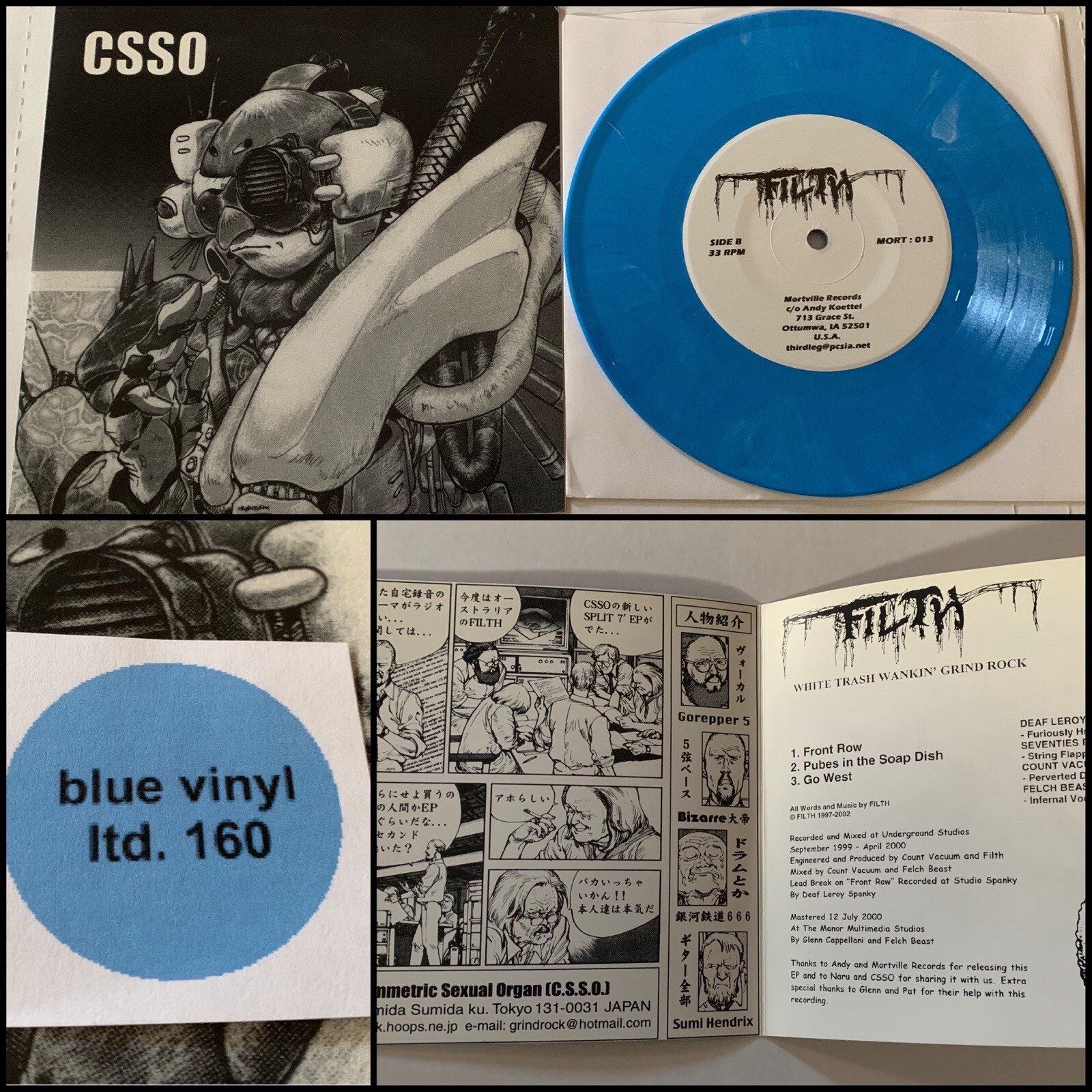 CSSO-FILTH 7” Blue Vinyl-Black Flower Maggoty Corpse Regurgitate General Surgery