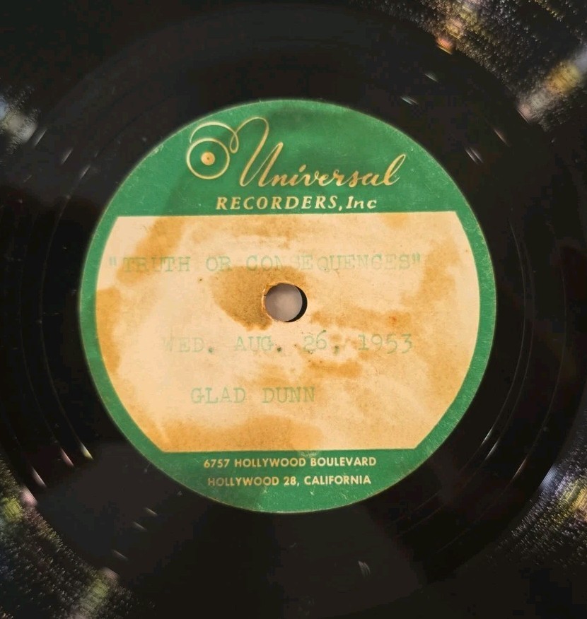 Truth Or Consequences Radio Transcription August 26, 1953 Acetate Record RARE