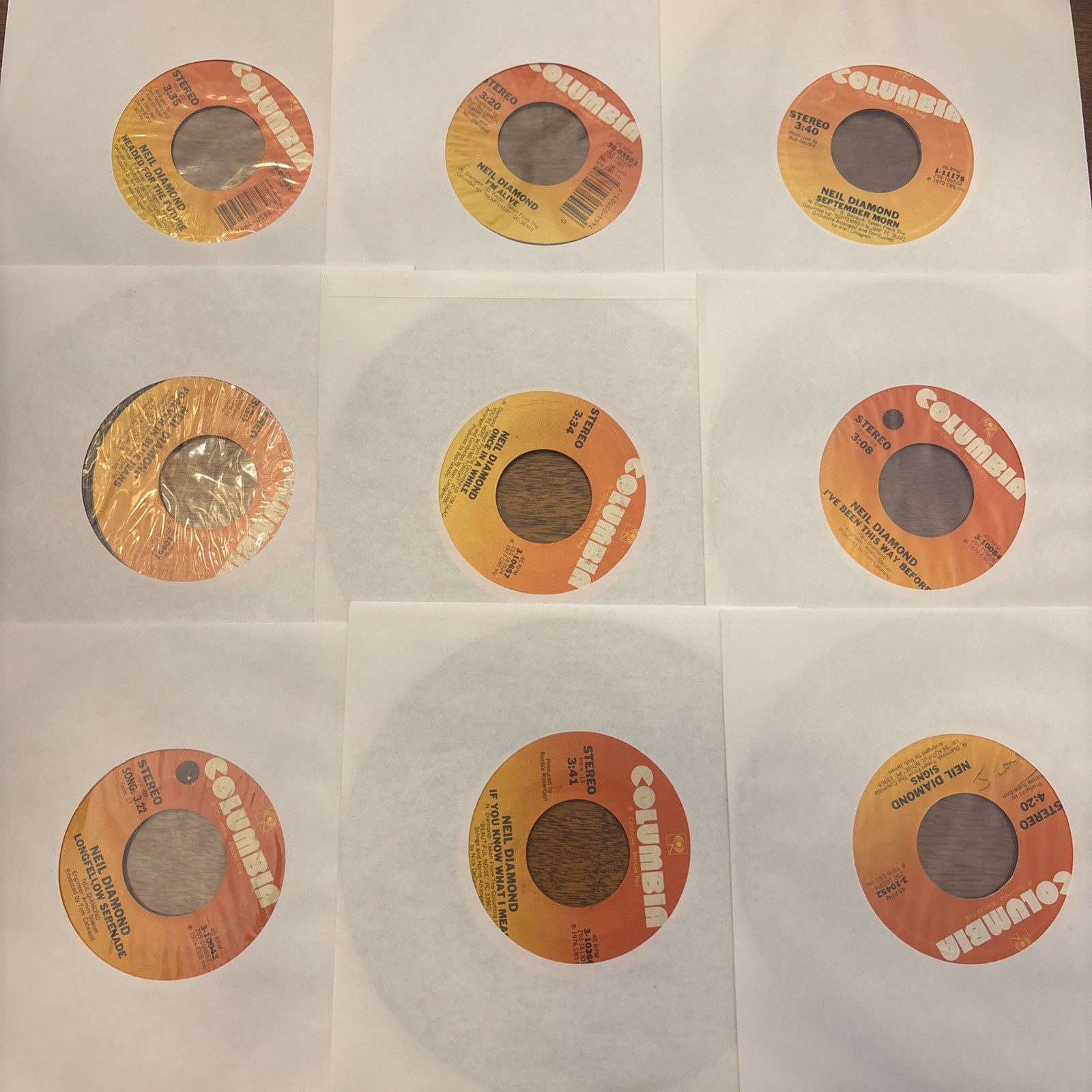 Neil Diamond 45 Rpm Lot (9) VG+ Great Set Classic Hits 60’s Columbia Records