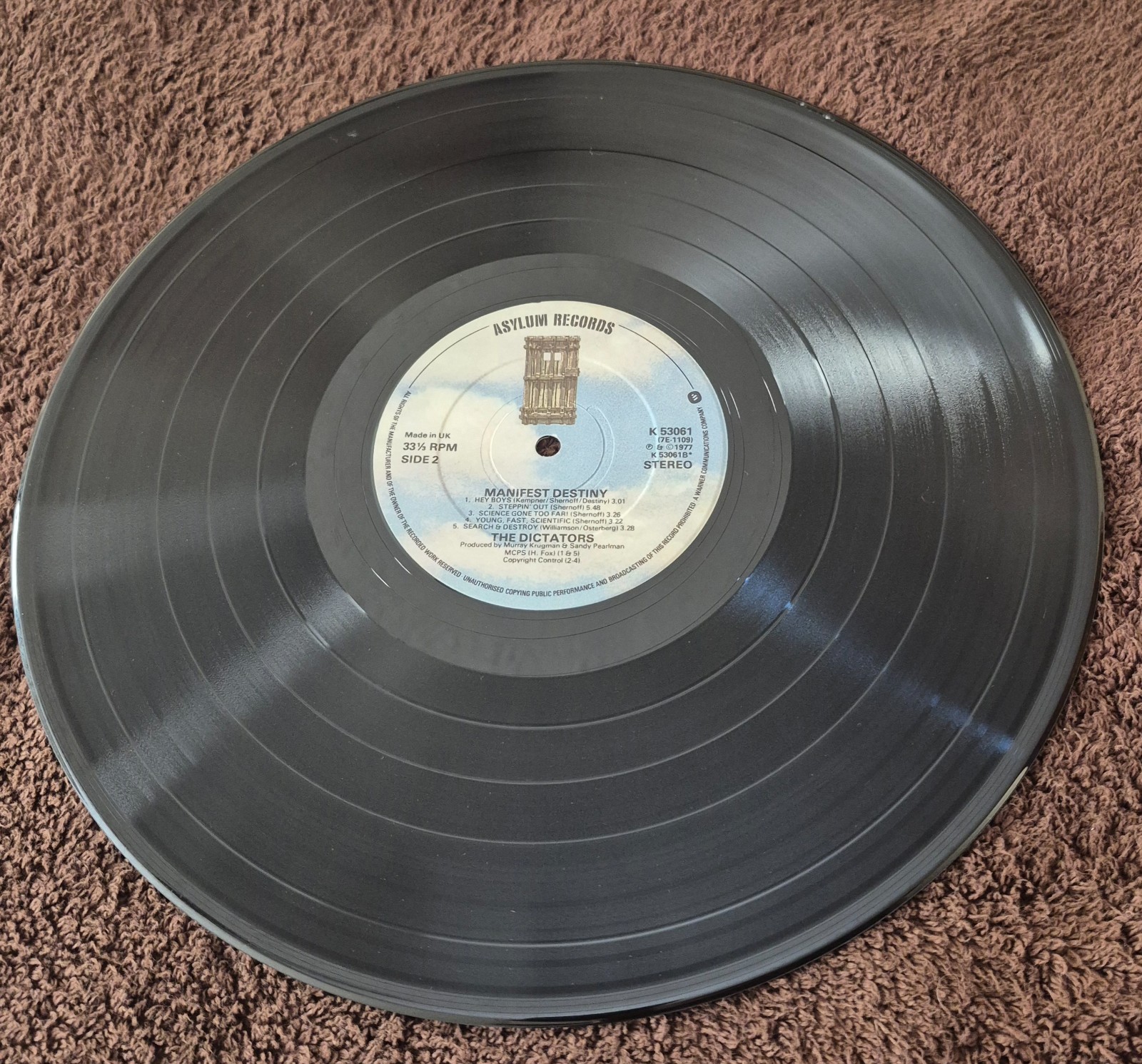 The Dictators Manifest Destiny 1977 Electra/Asylum Records UK 1st Pressing VG/EX