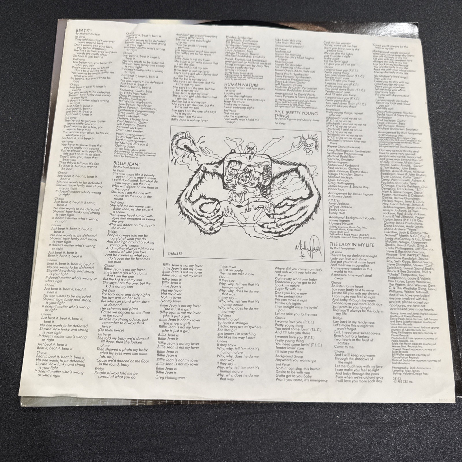 Michael Jackson Thriller vinyl album in good condition with lyrics