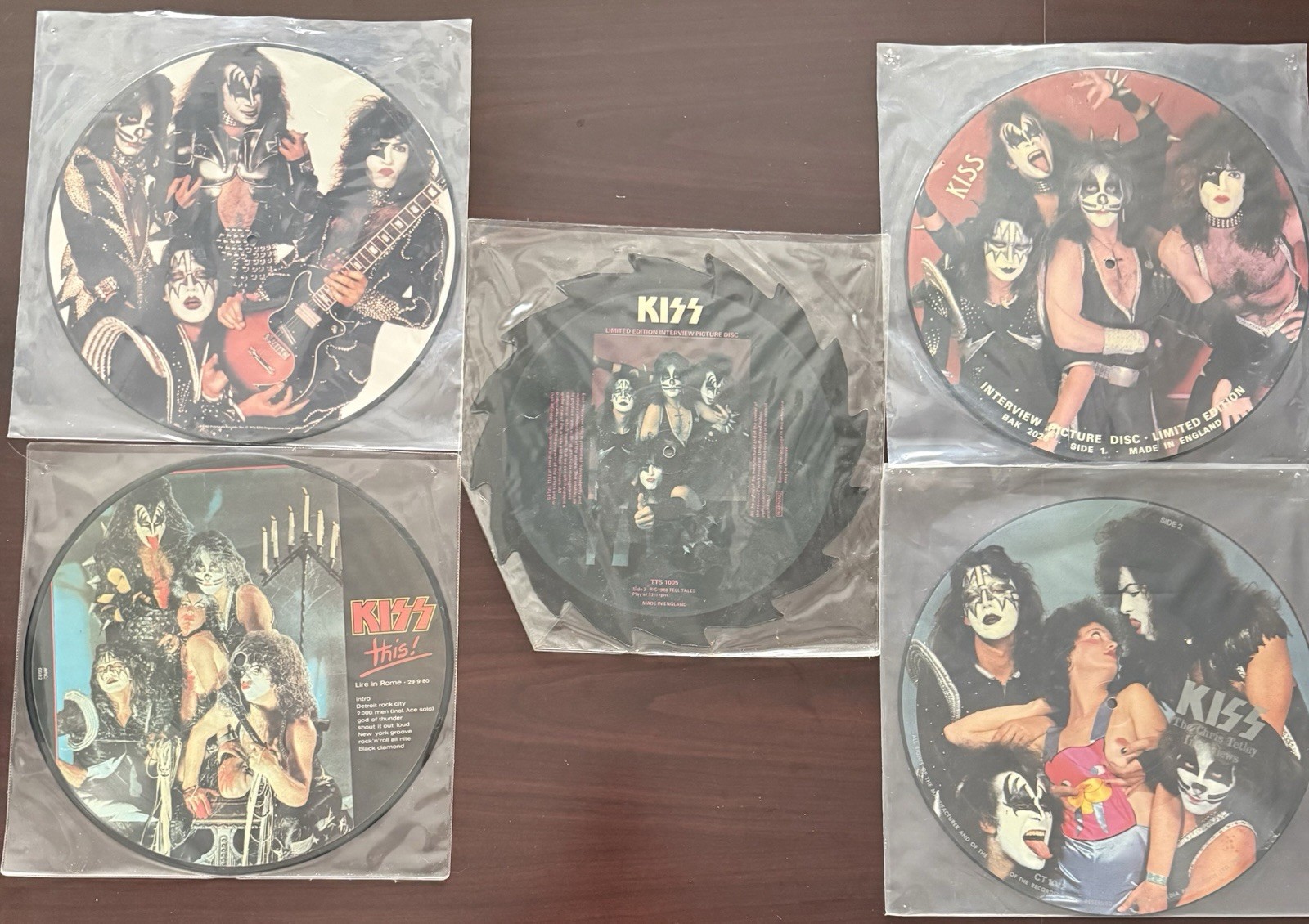 VINTAGE KISS PICTURE DISC VINYL LOT OF 5 RARE GENE PAUL ACE PETER
