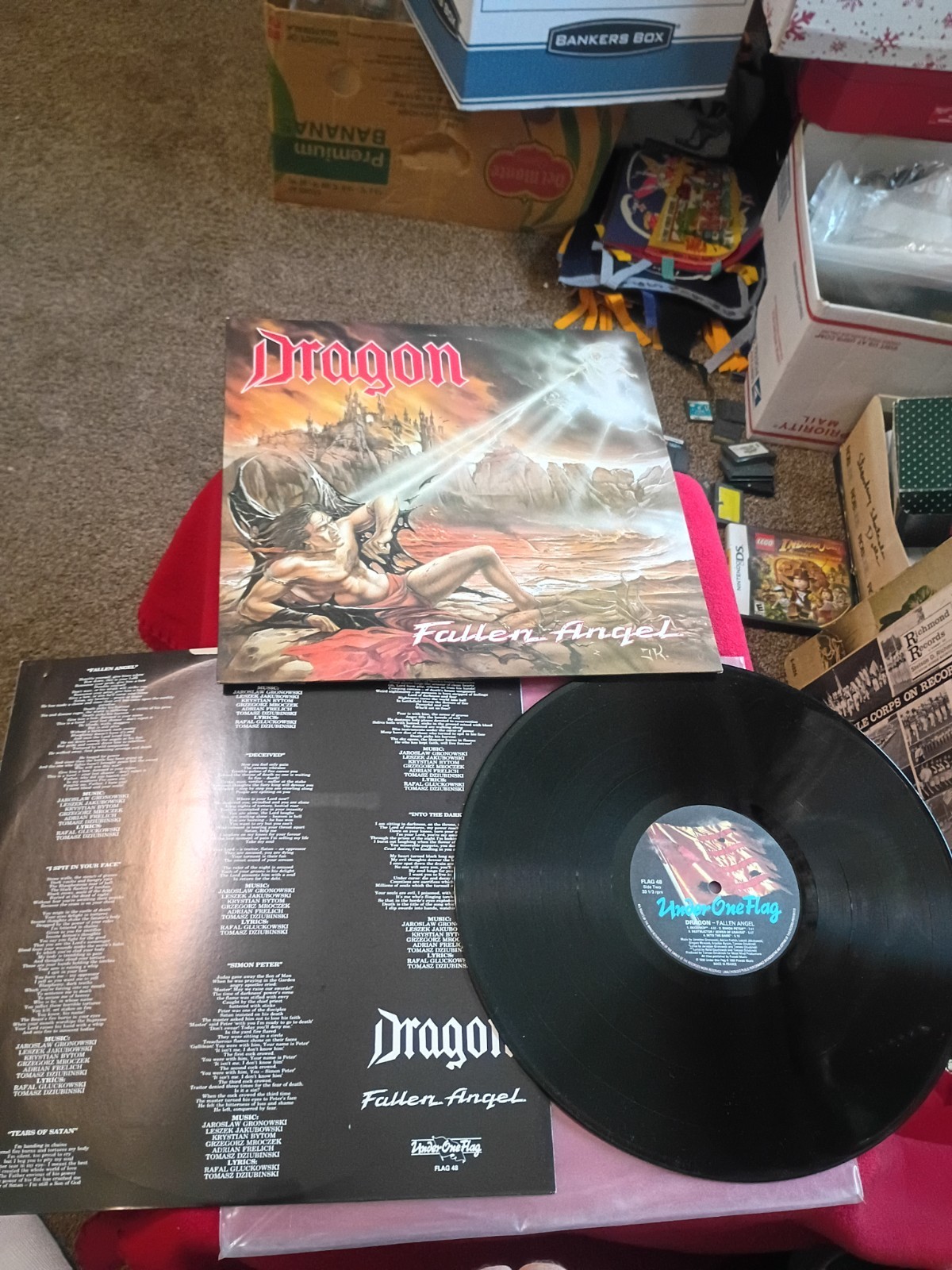 UK UNDER ONE FLAG LP RECORD /DRAGON/FALLEN ANGEL/ VINYL/ METAL ROCK Vintage Viny