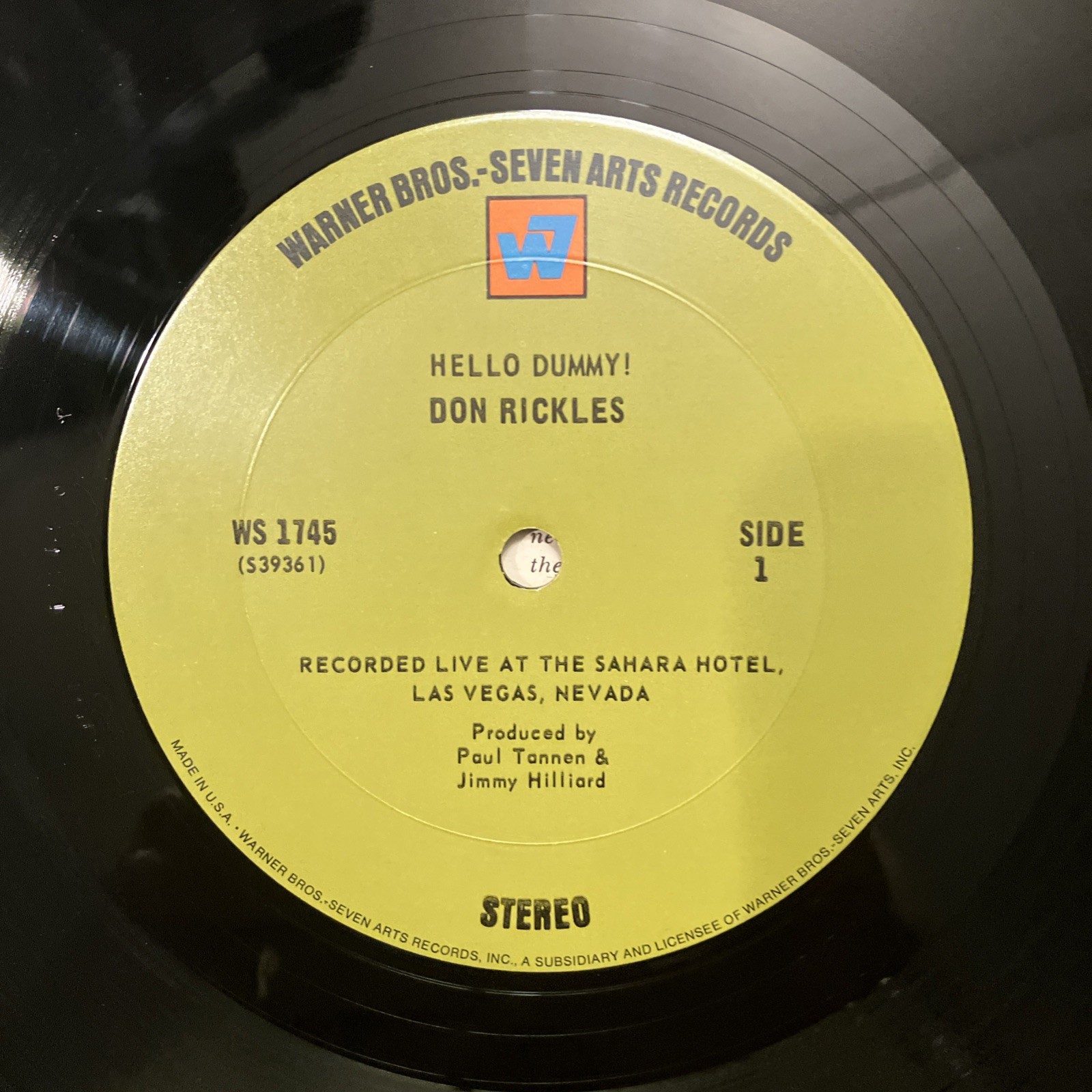 Don Rickles ‘Hello Dummy!’ 1968 12” Vinyl Record – Warner Bros