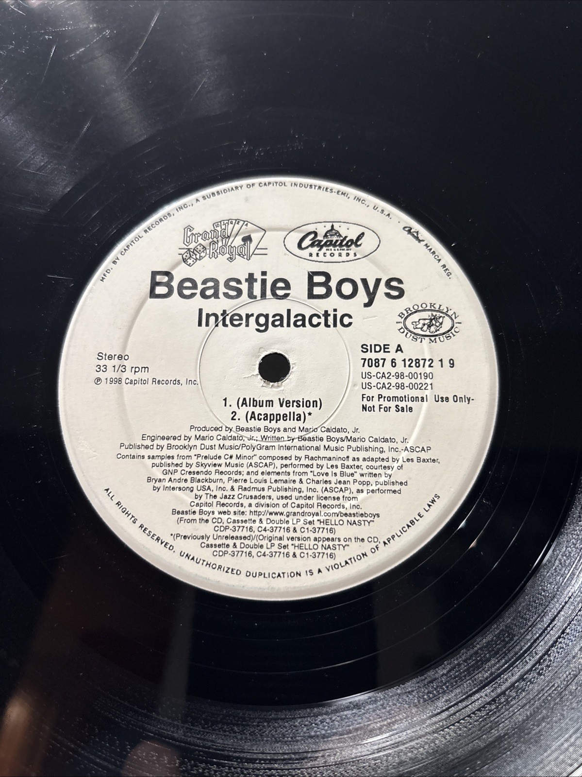 Beastie Boys – Intergalactic (Remix) 12” White Label Promo /1998 GRAND ROYAL