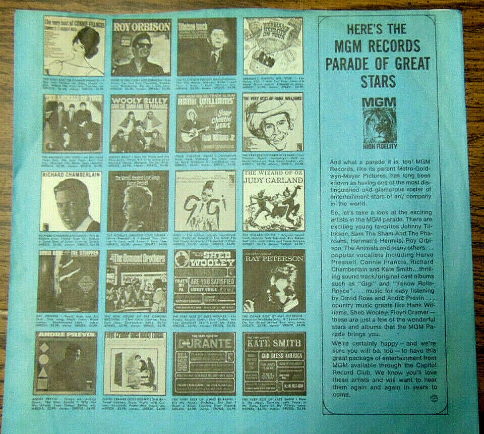 MGM/Verve Records 1965 Inner Sleeve Sam The Sham Judy Garland Wizard of Oz