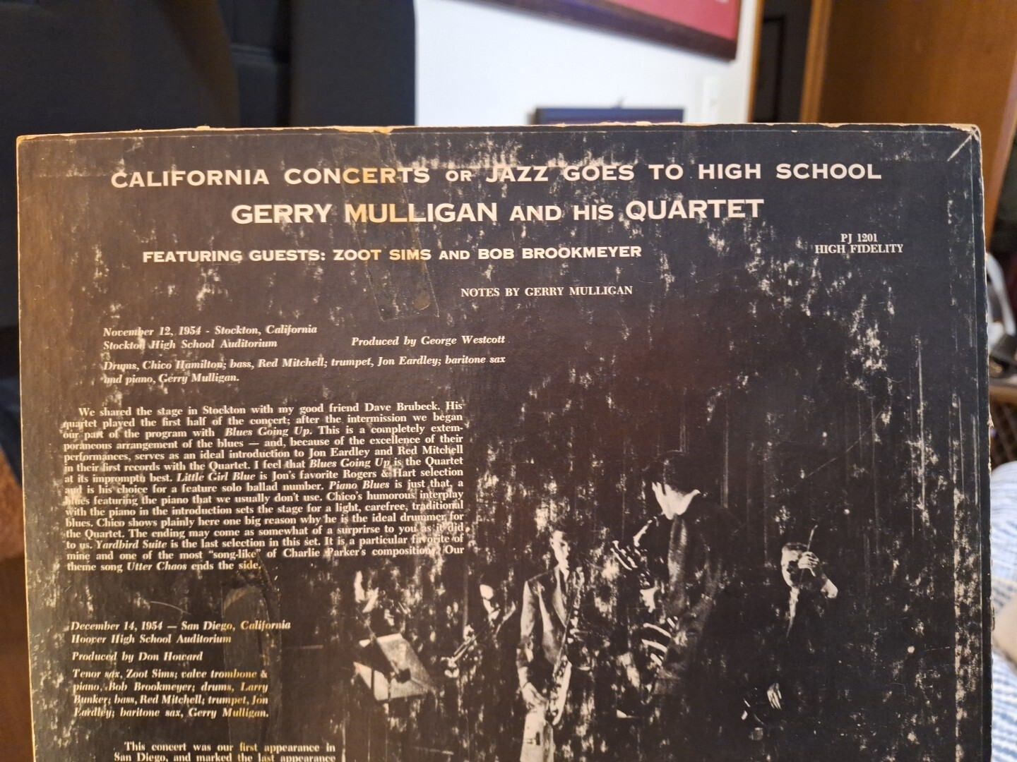 Gerry Mulligan – California Concerts 1955 Pacific Jazz Records LP-1201 Promo EX