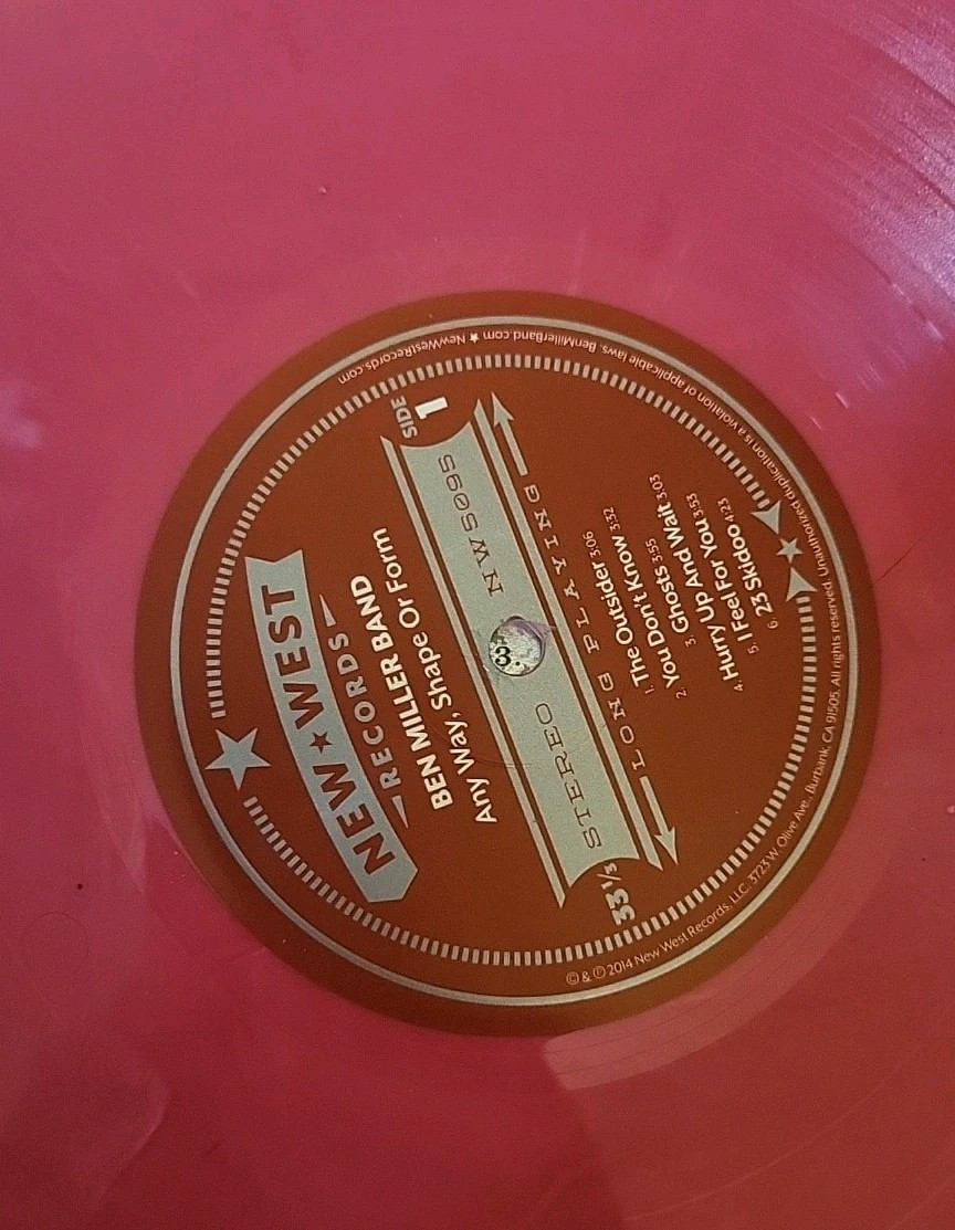 Rare Pink Marble Vinyl–BEN MILLER BAND–ANY WAY, SHAPE OR FORM -2014-LP Record