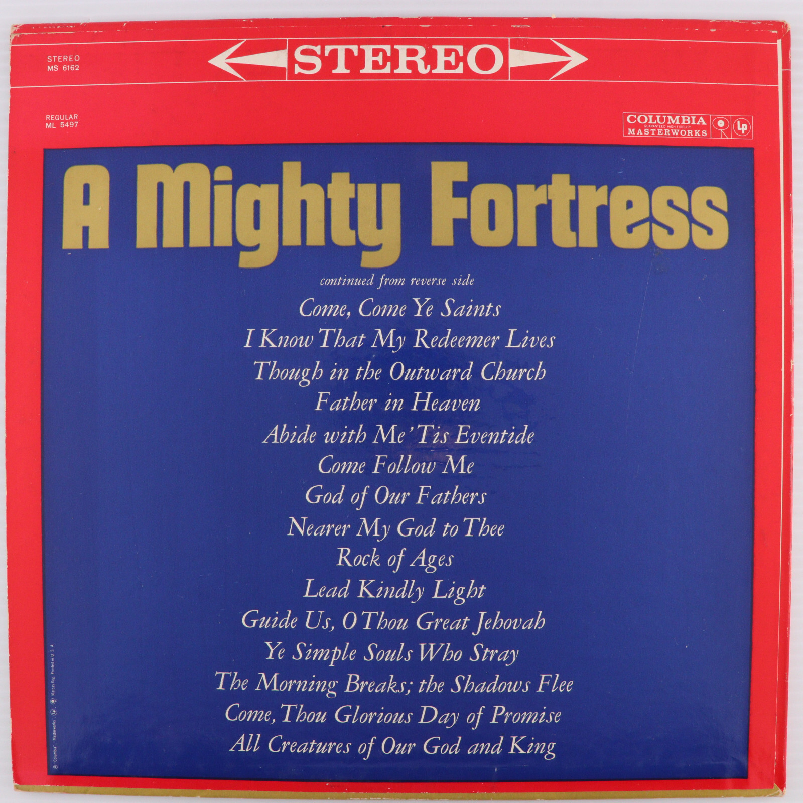The Mormon Tabernacle Choir – A Mighty Fortress – 1960 LP Vinyl Record MS 6162