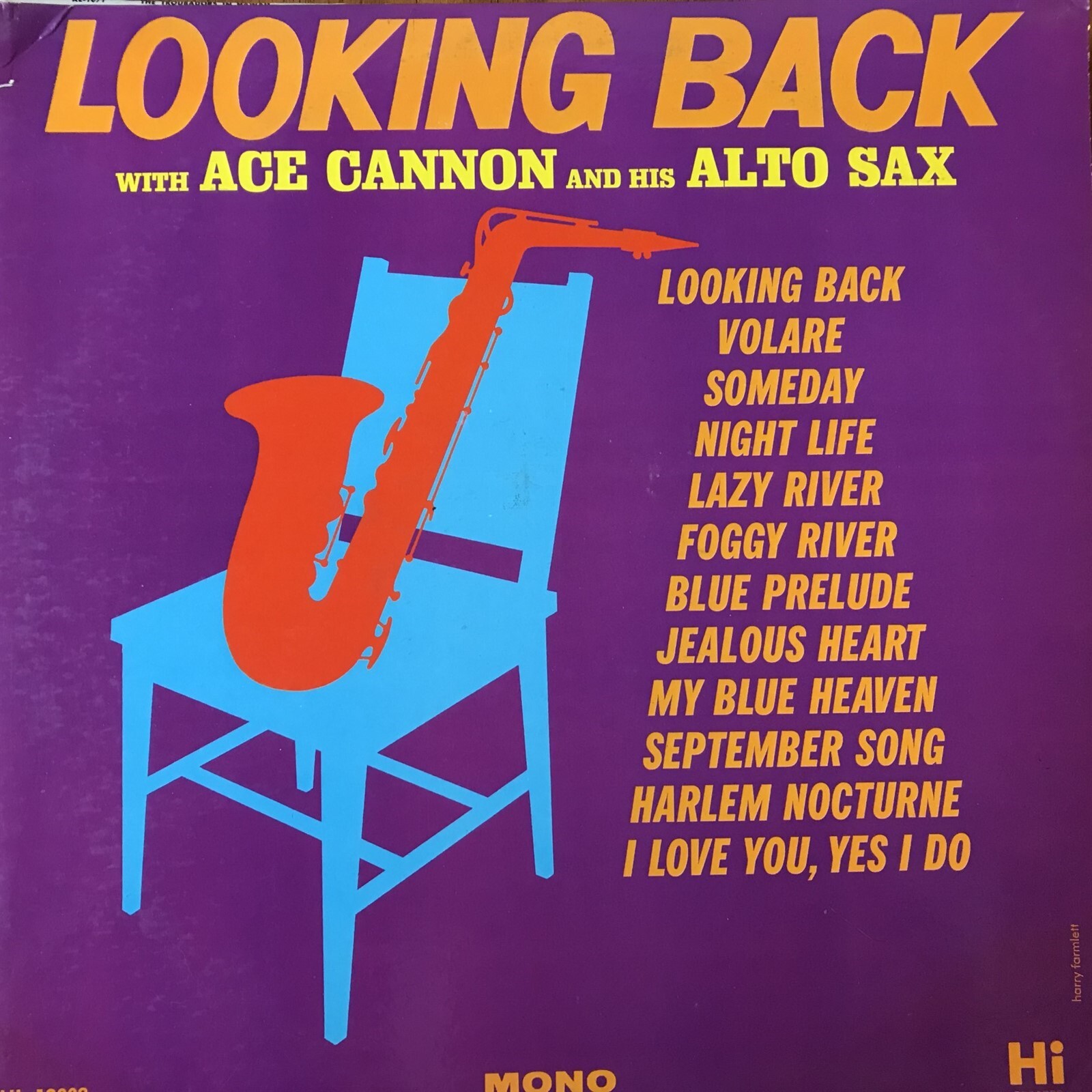 Ace Cannon Looking Back Alto Sax Mono HL 12008 Hi Records Album PET RESCUE