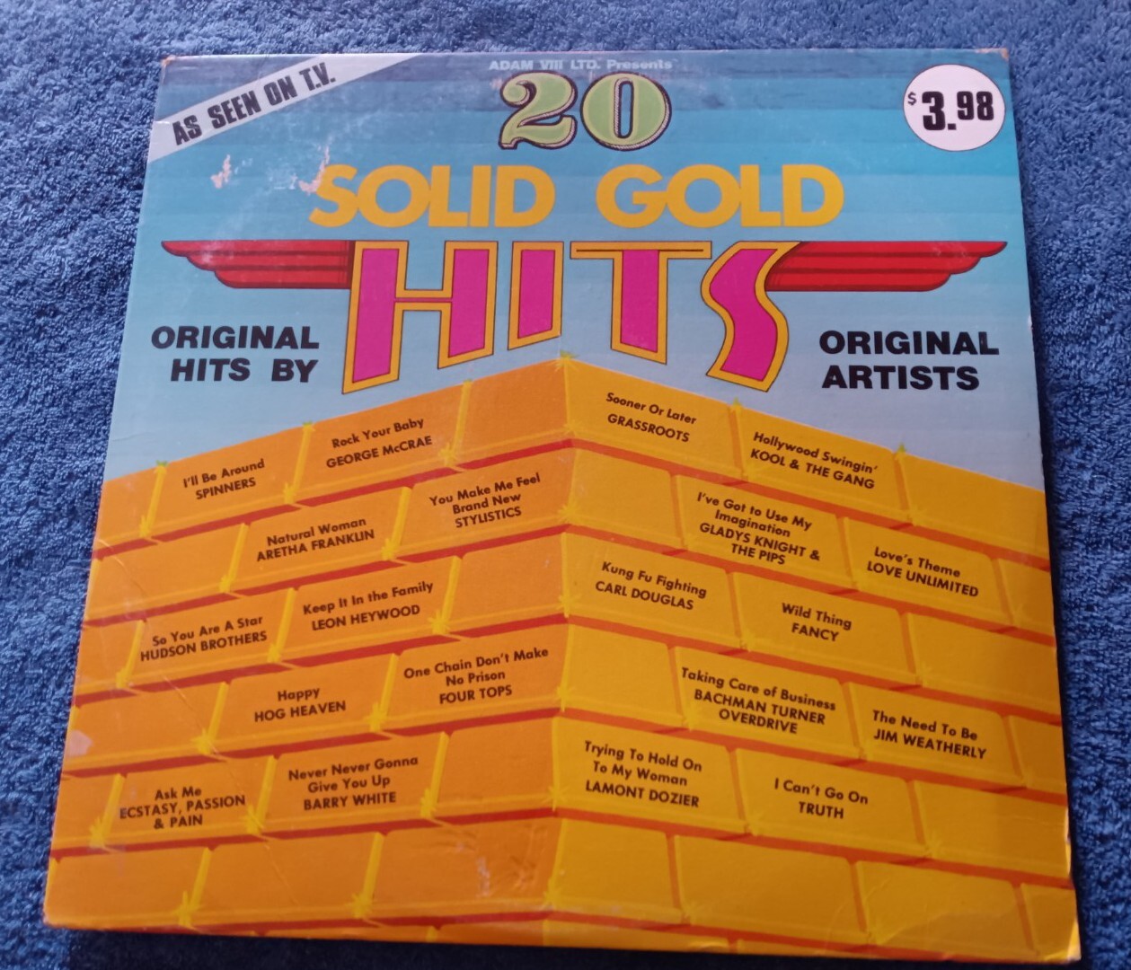 20 Solid Gold Hits LP Various Artists 1974 Adam VIII Ltd Grassroots Spinners
