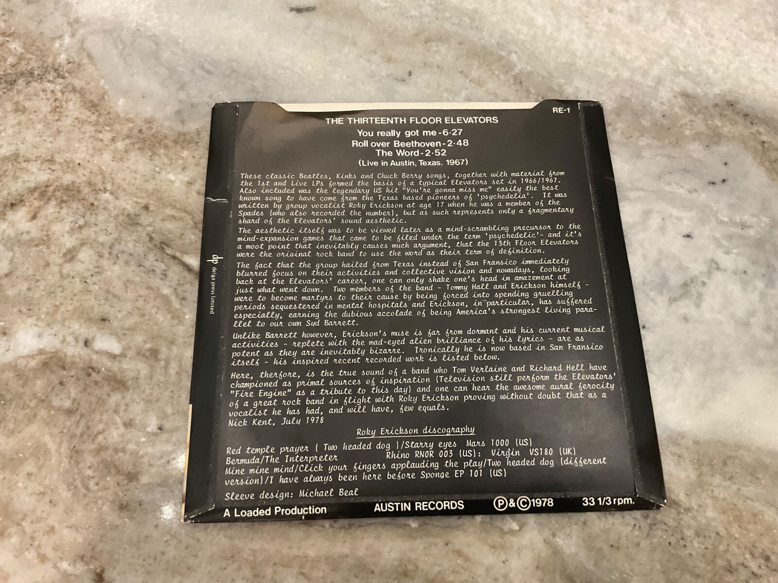 13TH FLOOR ELEVATORS 7″ YOU REALLY GOT ME +2 NM/EX