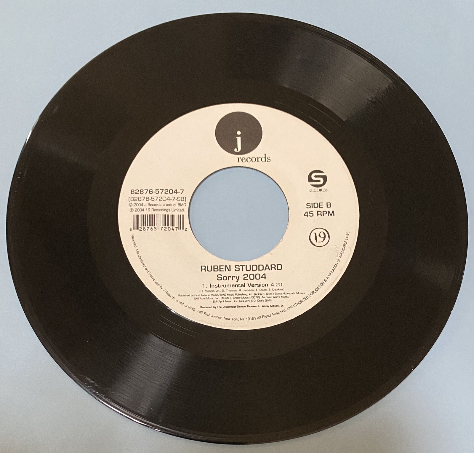 Ruben Studdard “ Sorry / Instrumental “ 45 Vinyl Record – American Idol
