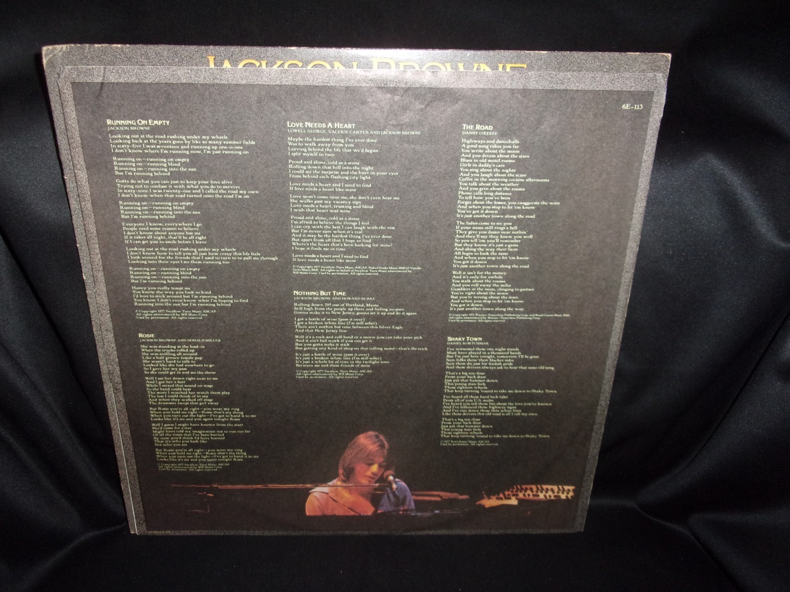 JACKSON BROWNE RUNNING ON EMPTY LP ASYLUM 6E-113 SP VG+