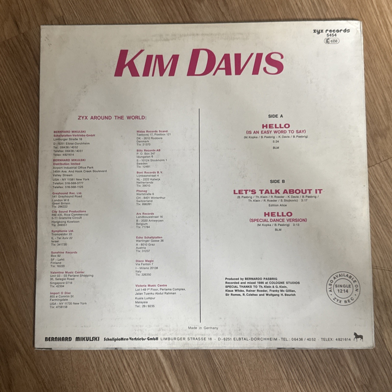 Kim Davis Hello 12″ SINGLE HI NRG ITALO Disco