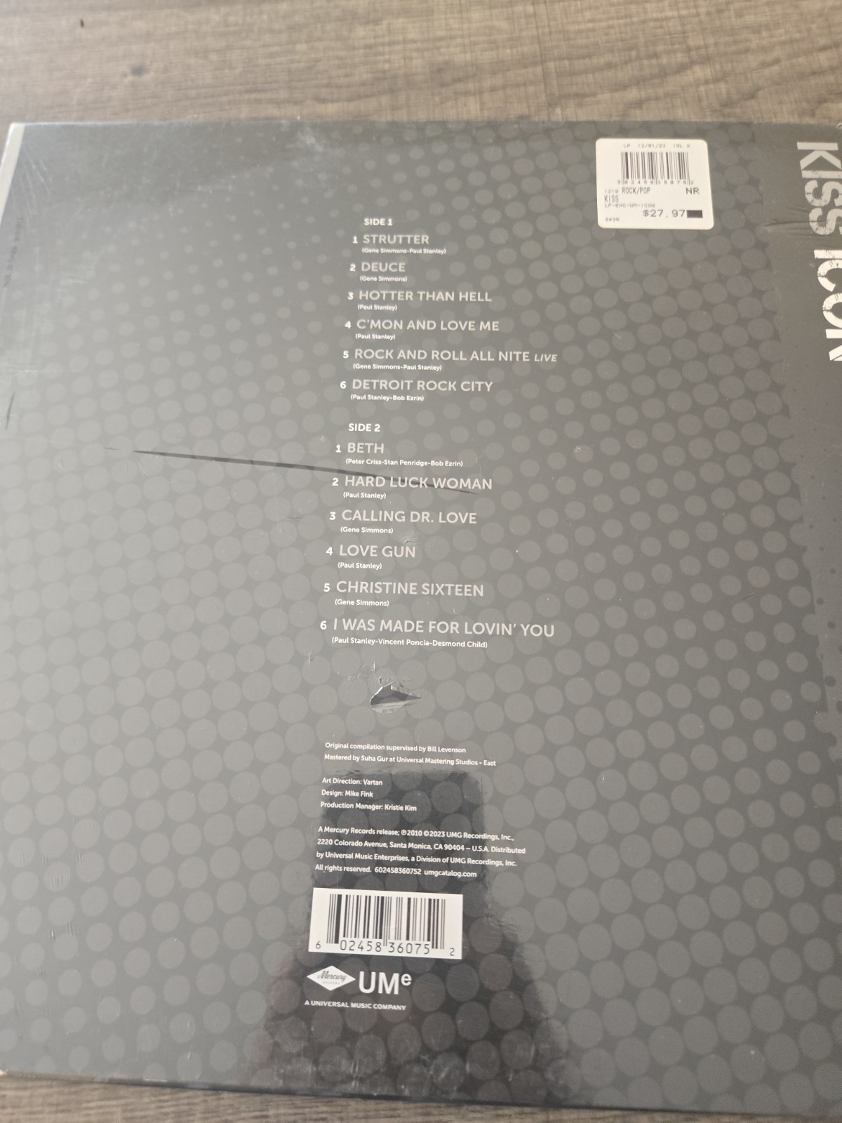 KISS ICON Silver Black Splatter Vinyl LP Exclusive New Sealed