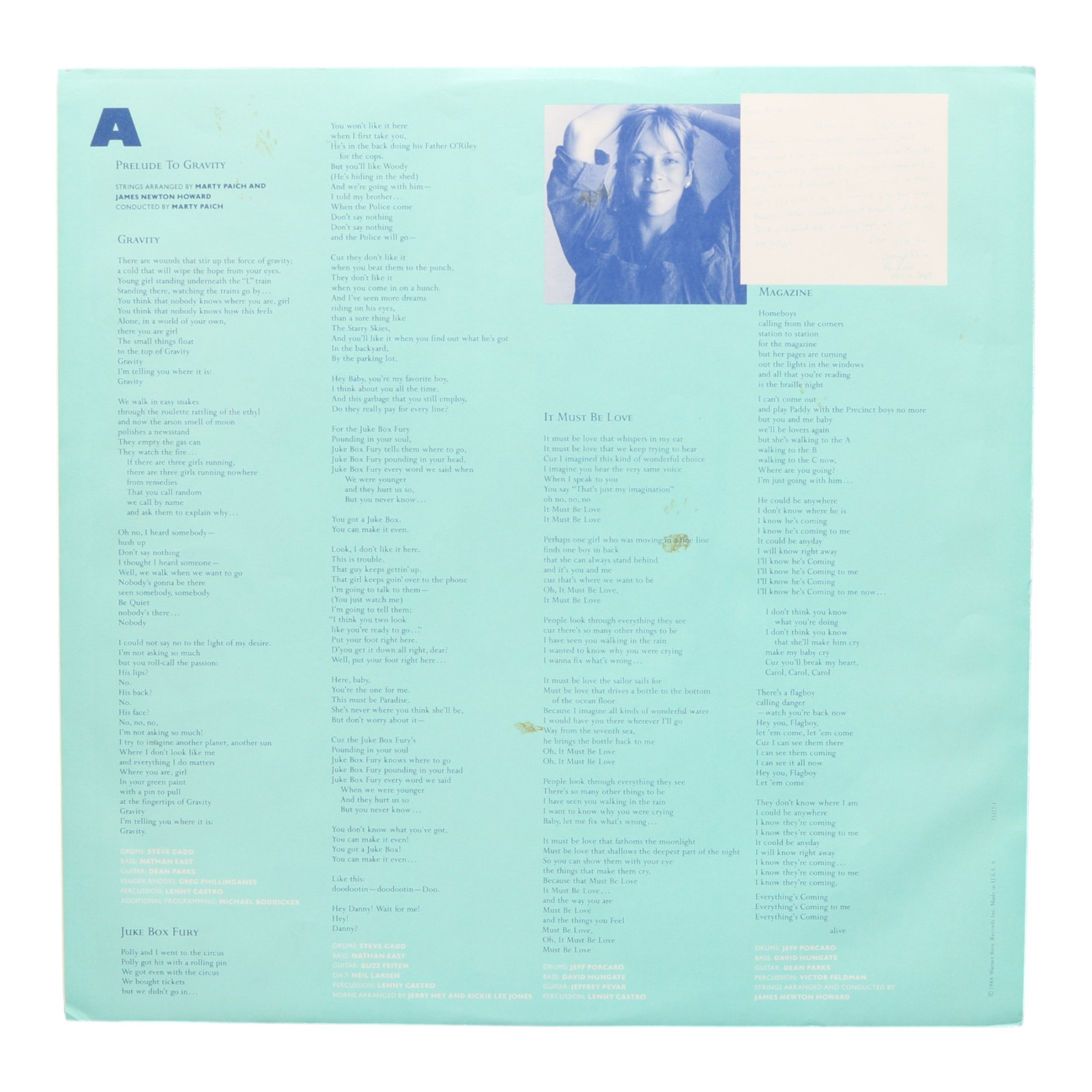 Rickie Lee Jones The Magazine LP 1984 WB 1-25117 TML-S SLM Orig Inner