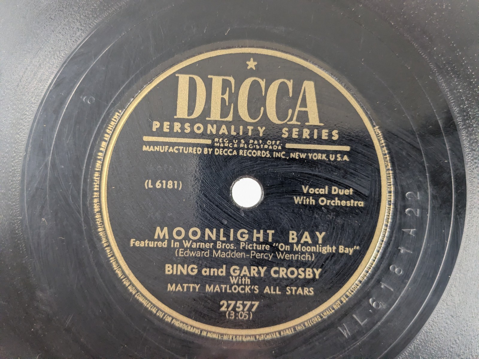 Bing and Gary Crosby – 78 RPM Decca – Moonlight Bay – R3