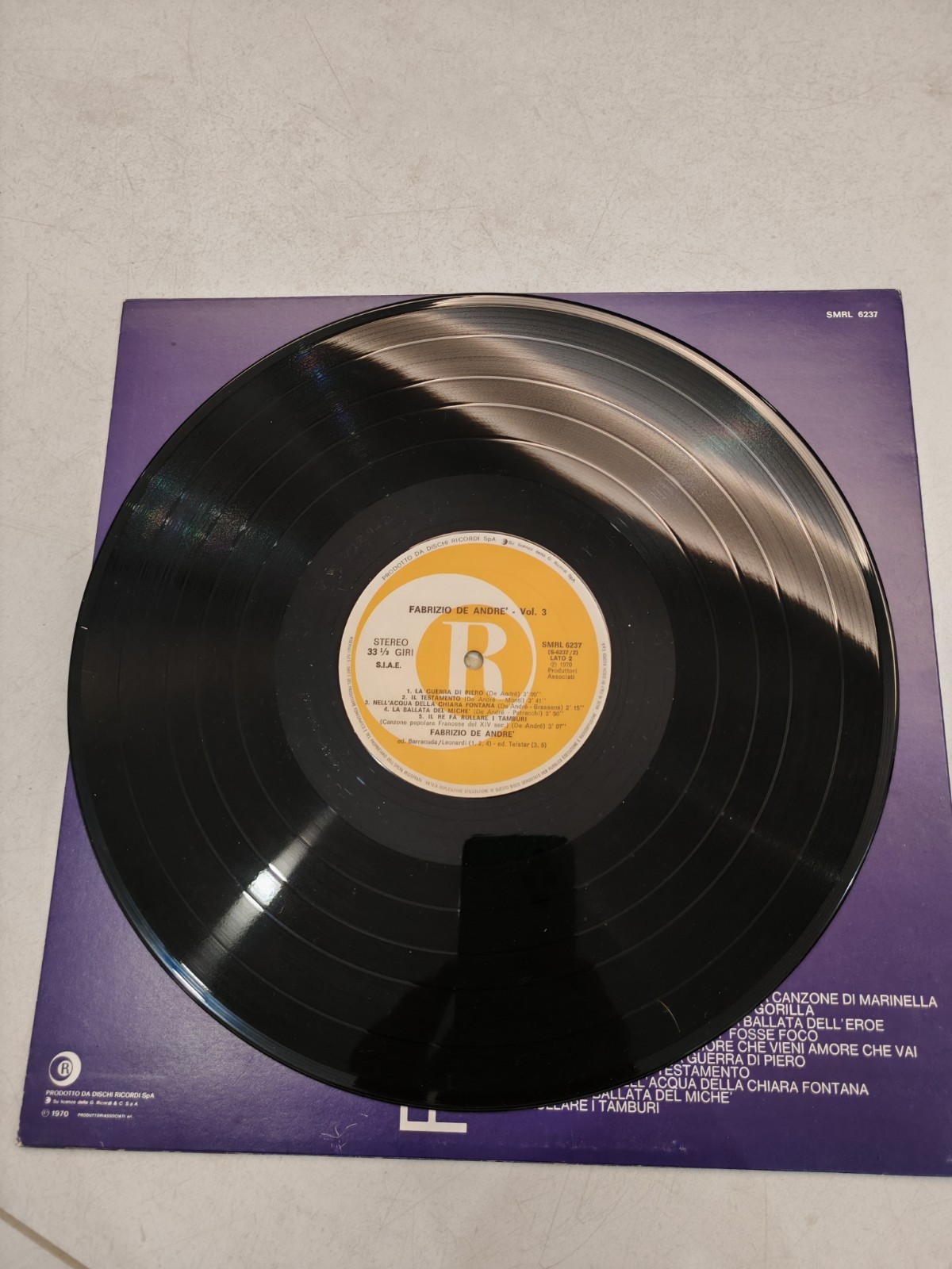 Fabrizio De André Volume 3 1970 Rarissimo Lp Della Dischi Ricordi