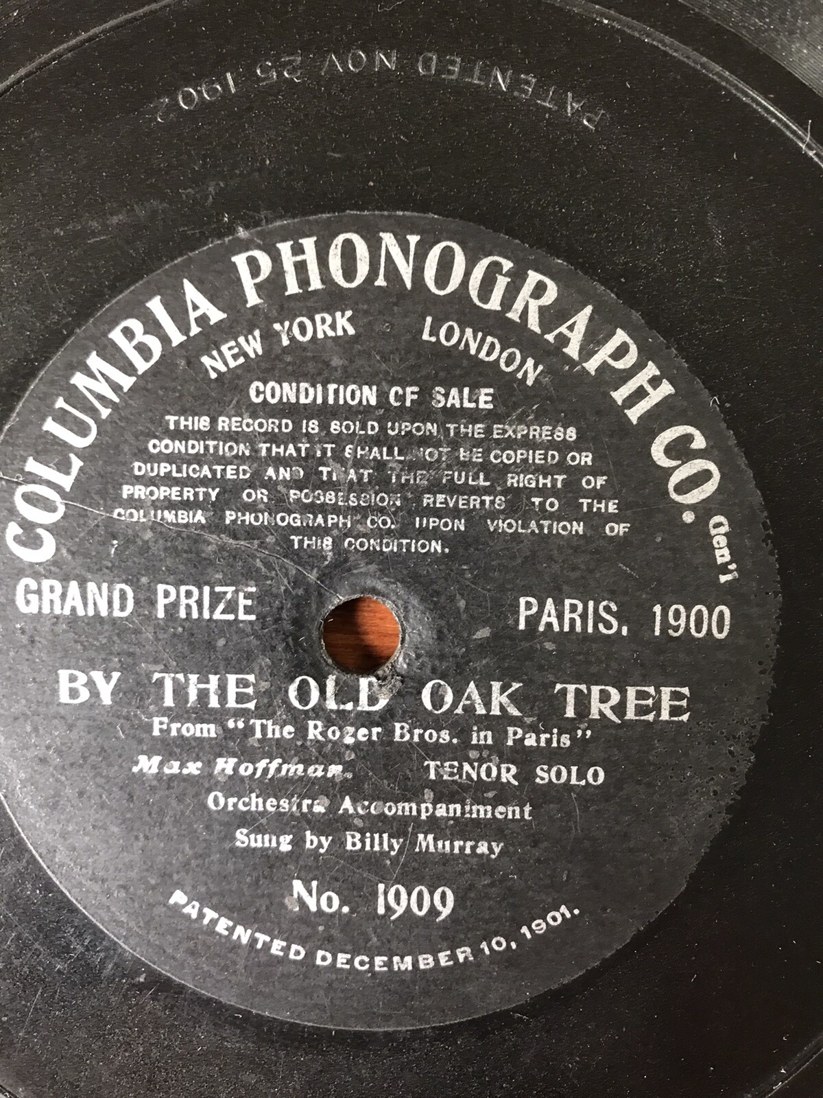 Billy Murray By The Old Oak Tree Rare One-Sided 78 RPM Record