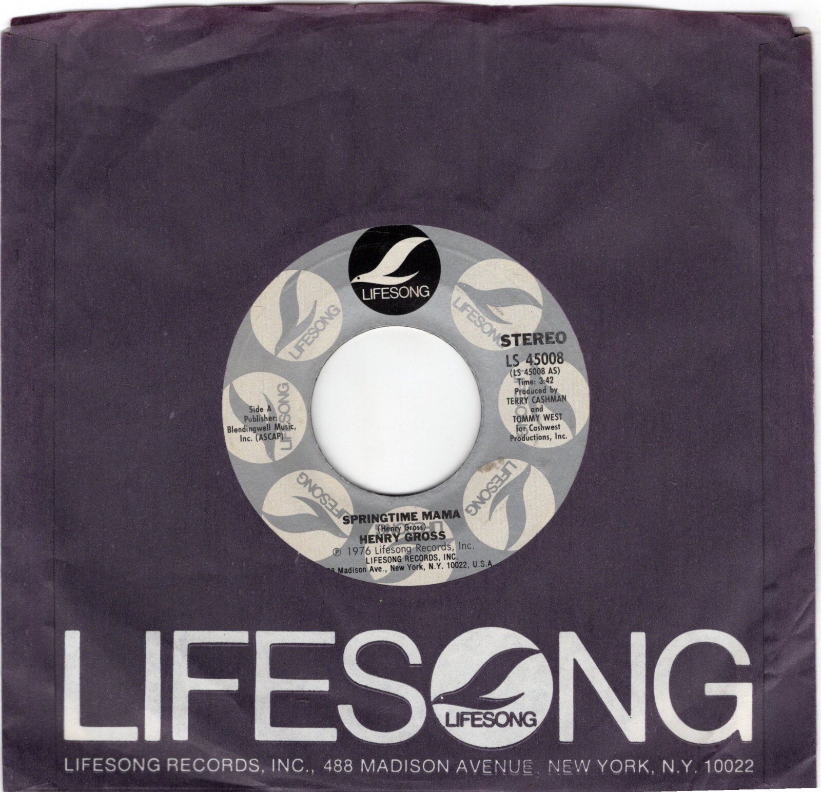 Henry Gross – Springtime Mama 1976 Lifesong Pop VG+
