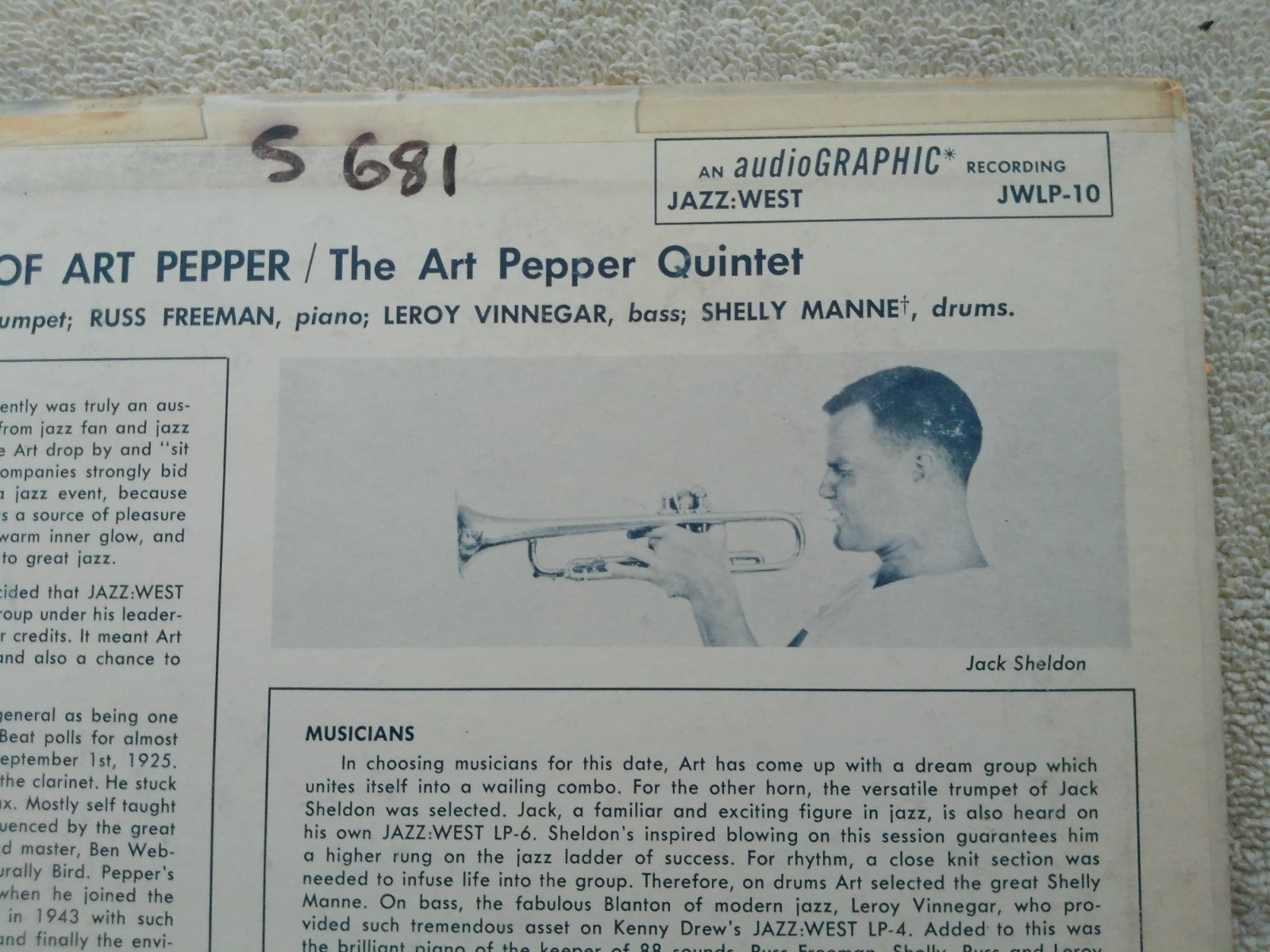 THE RETURN OF ART PEPPER ORIG. JAZZ WEST 10 LONG PLAYING DG