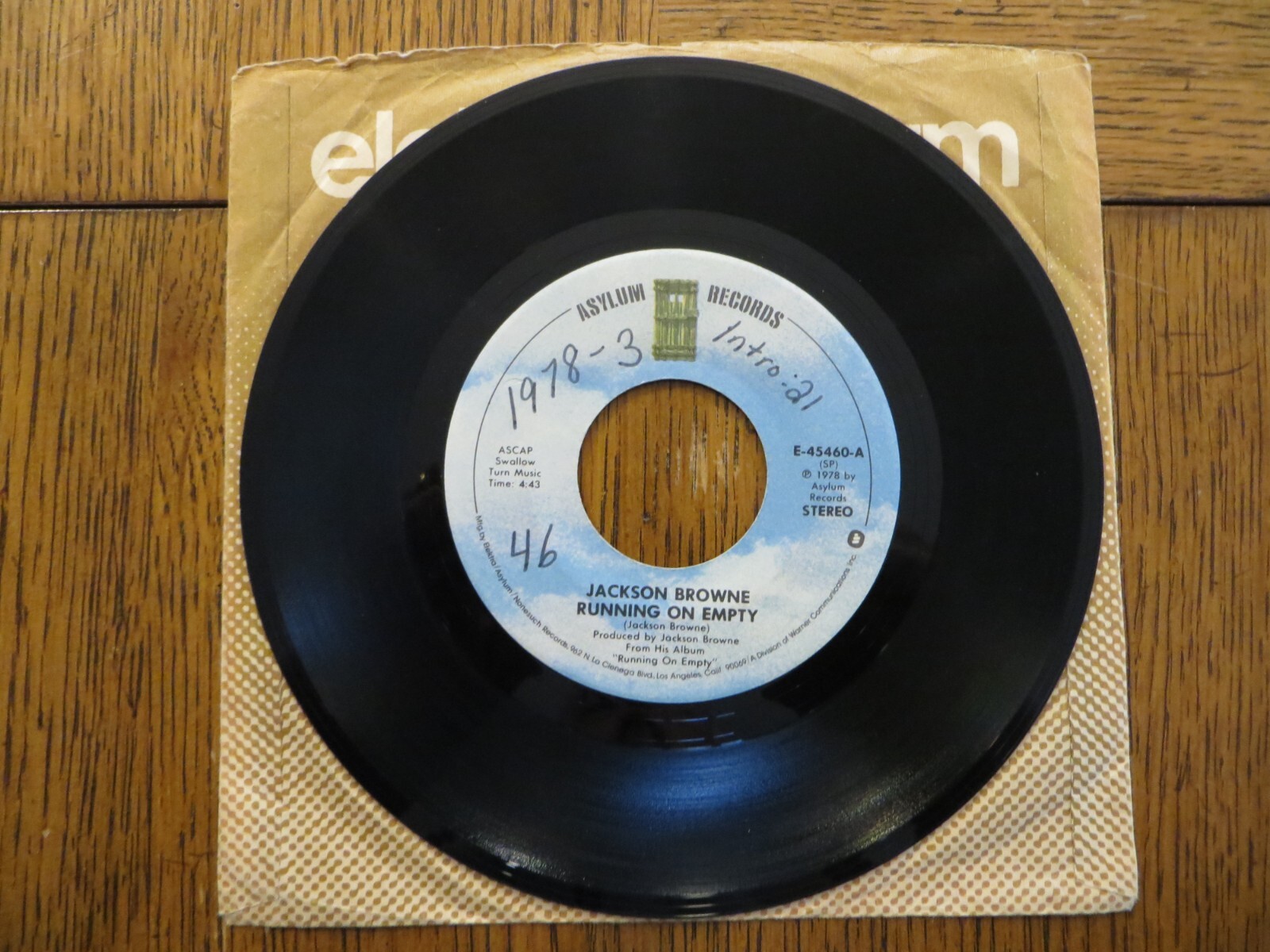 Jackson Browne – Running On Empty – 1978 – Asylum Records E-45460 7″ Single VG