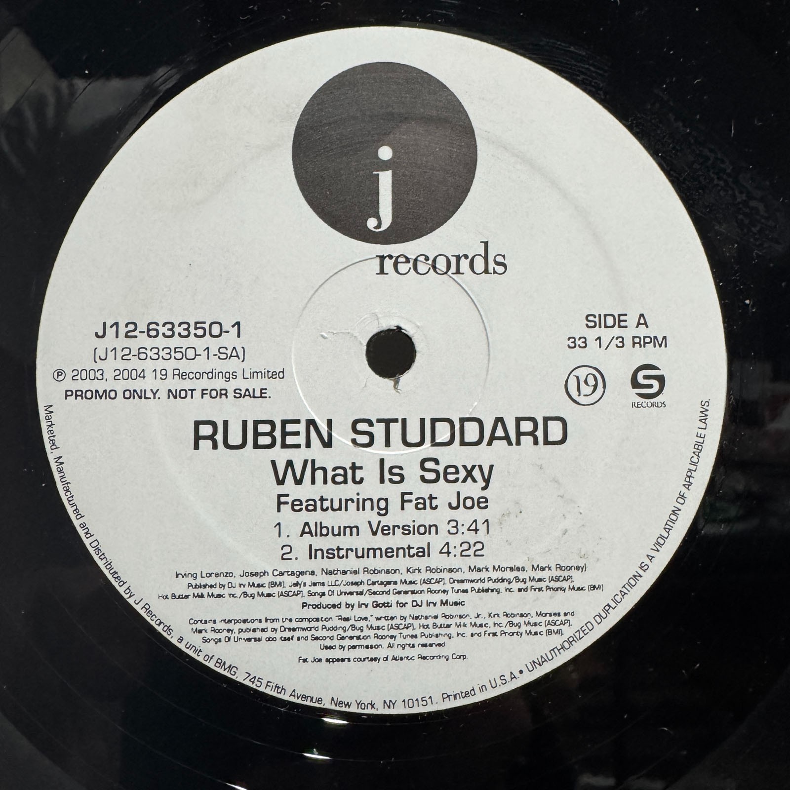 RUBEN STUDDARD + FAT JOE – WHAT IS SEXY (12″) 2004!!! RARE!!! IRV GOTTI