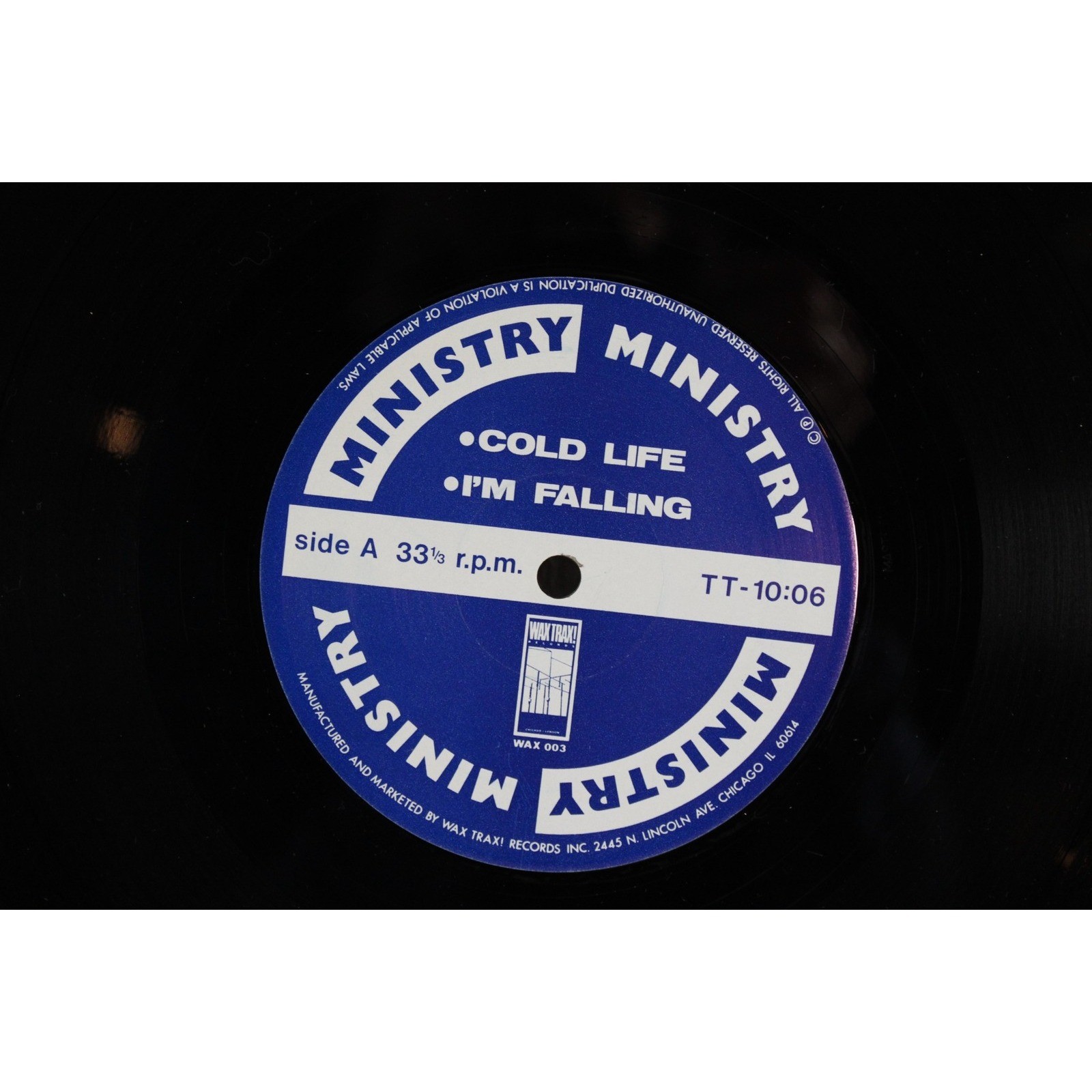 Ministry Cold Life 12″ Vinyl Single Wax Trax EX Records WAX 003 1981 Industrial