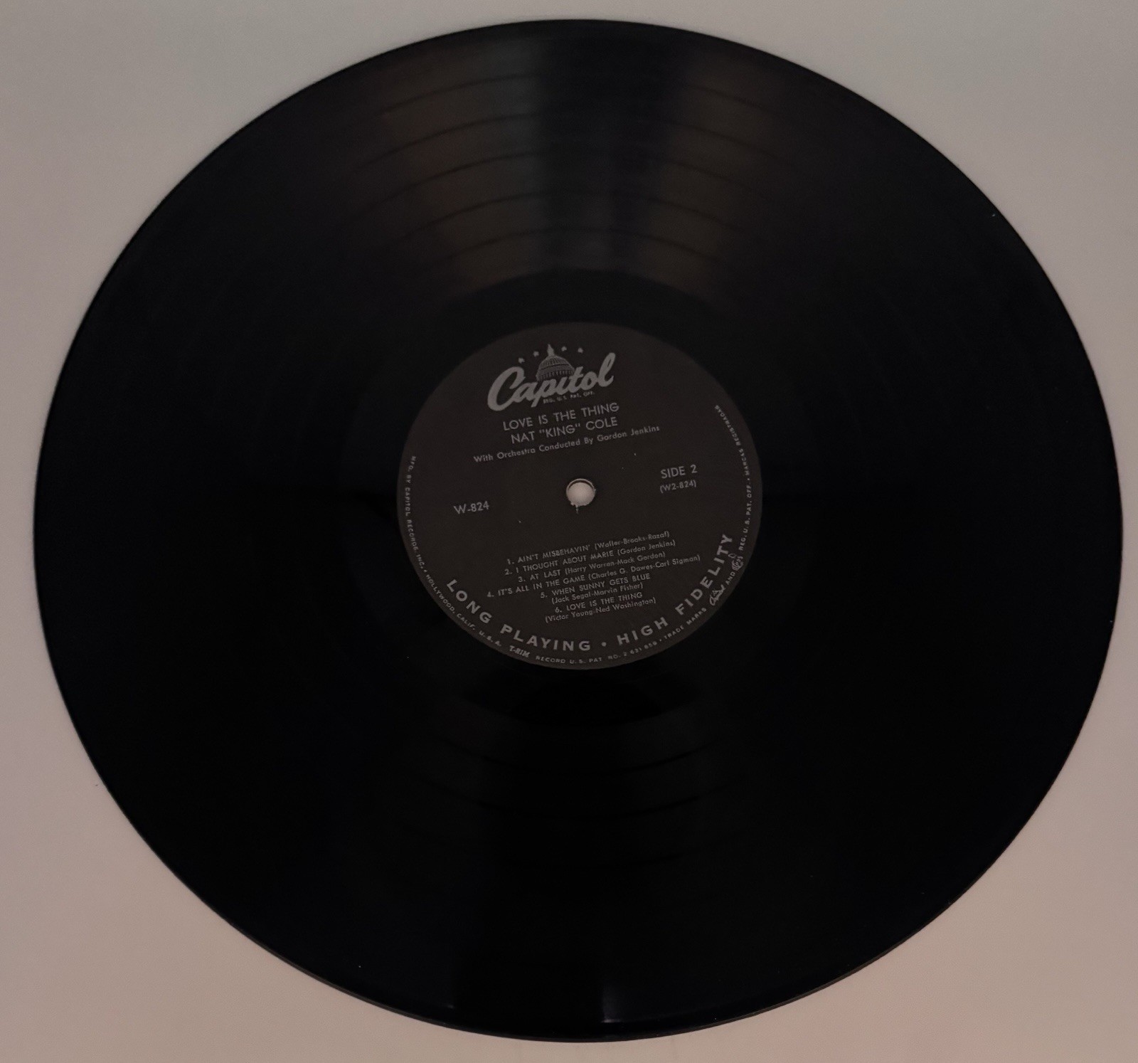 Nat King Cole – Love Is The Thing LP Vinyl – Capitol Records W824