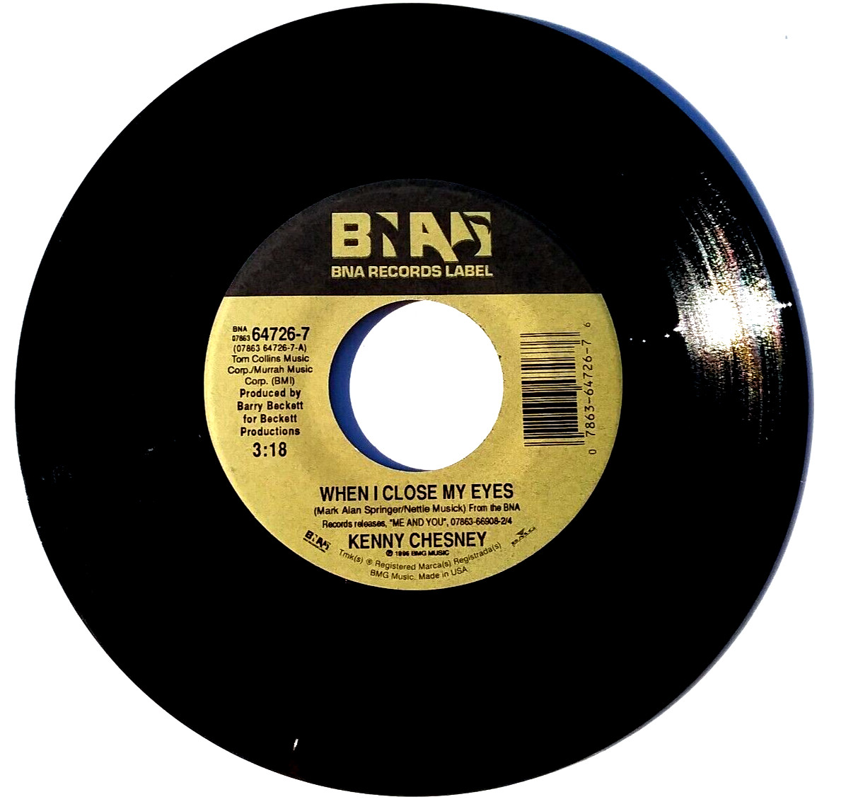 KENNY CHESNEY – When I Close My Eyes / My Poor Old heart – Vinyl 45rpm BNA 1996