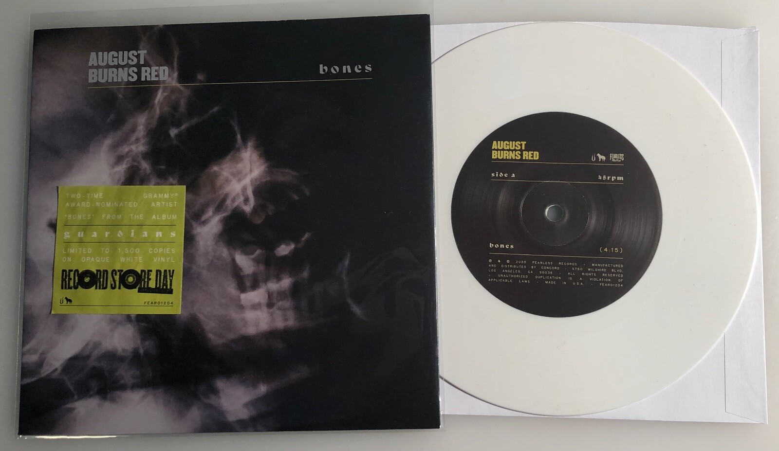 August Burns Red / Bones / 2020 White Vinyl 45 w PS / Mint