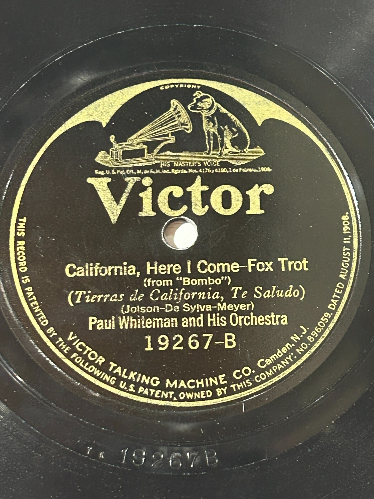 Paul Whiteman California Here I Come/Why Did I Kiss That Girl? Victor 78 rpm